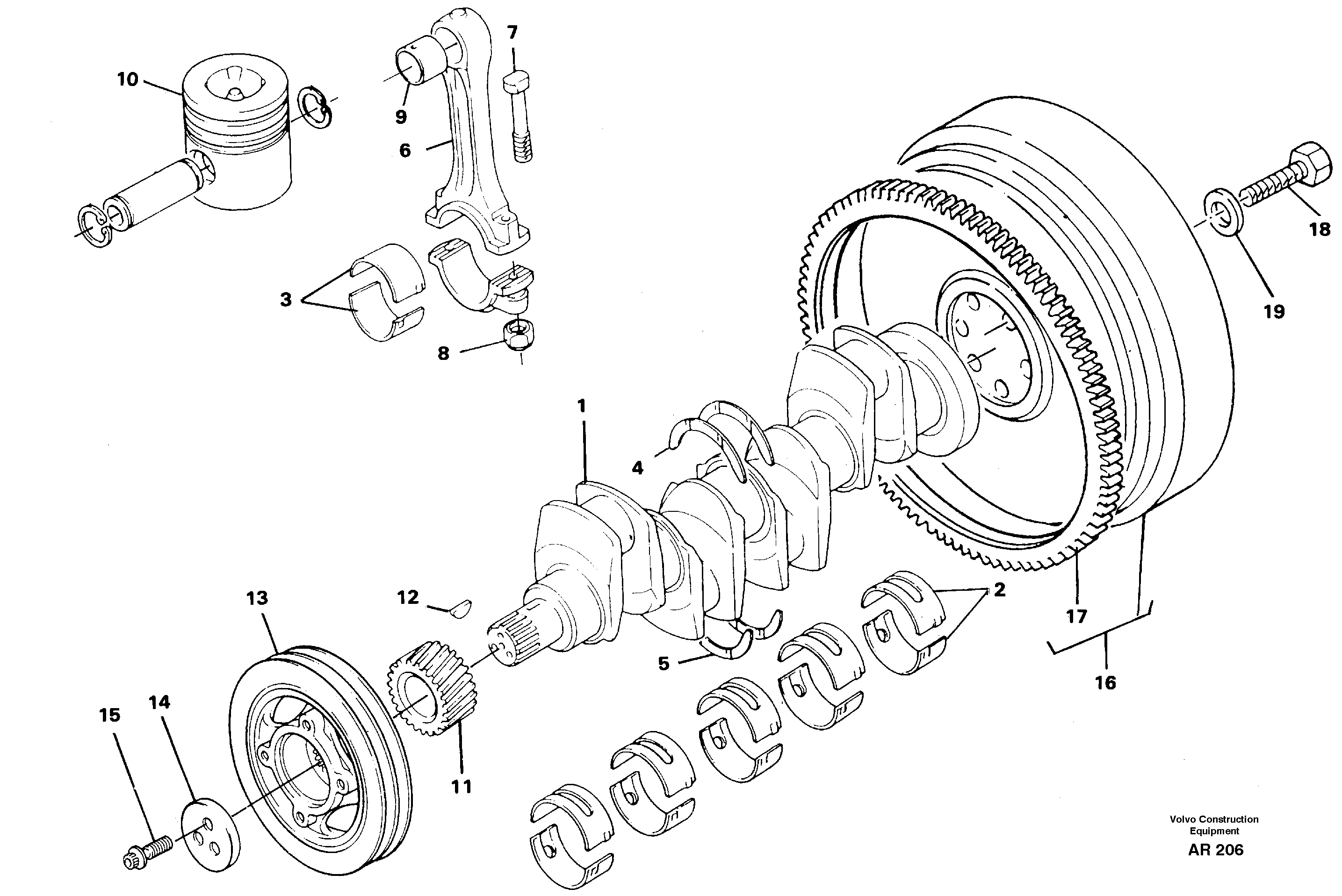 Crankshaft and related parts  TD 40 GA — volvo parts diagram