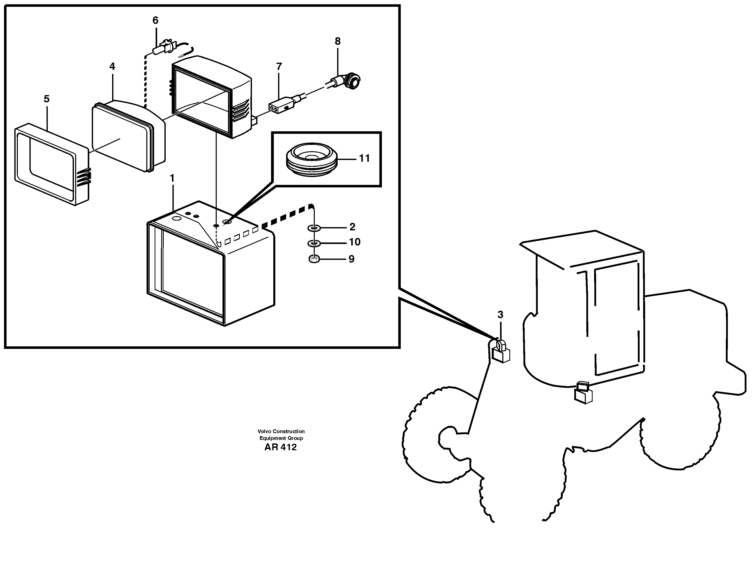 Work lights, front  80032 — volvo parts diagram