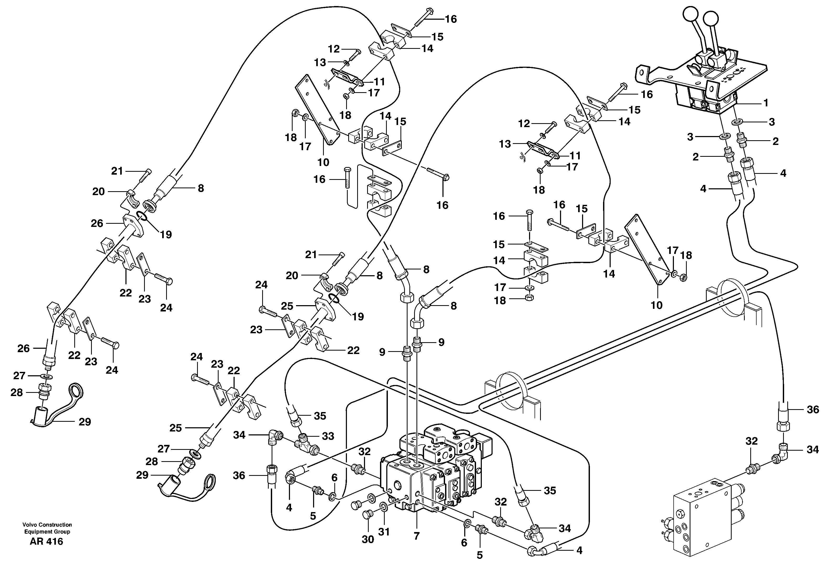 Hydraulic system 3:rd function  93691 — volvo parts diagram