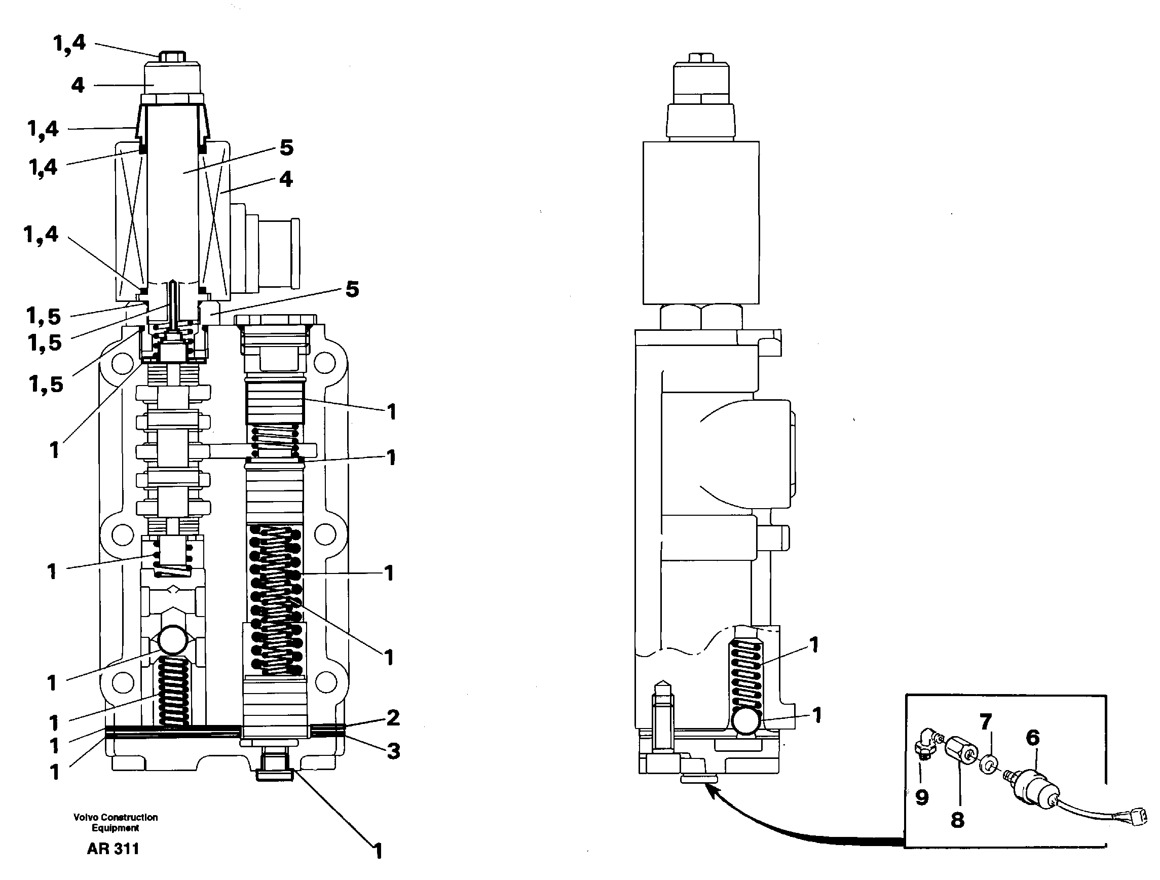 Valve, circuit body and return valve — volvo parts diagram