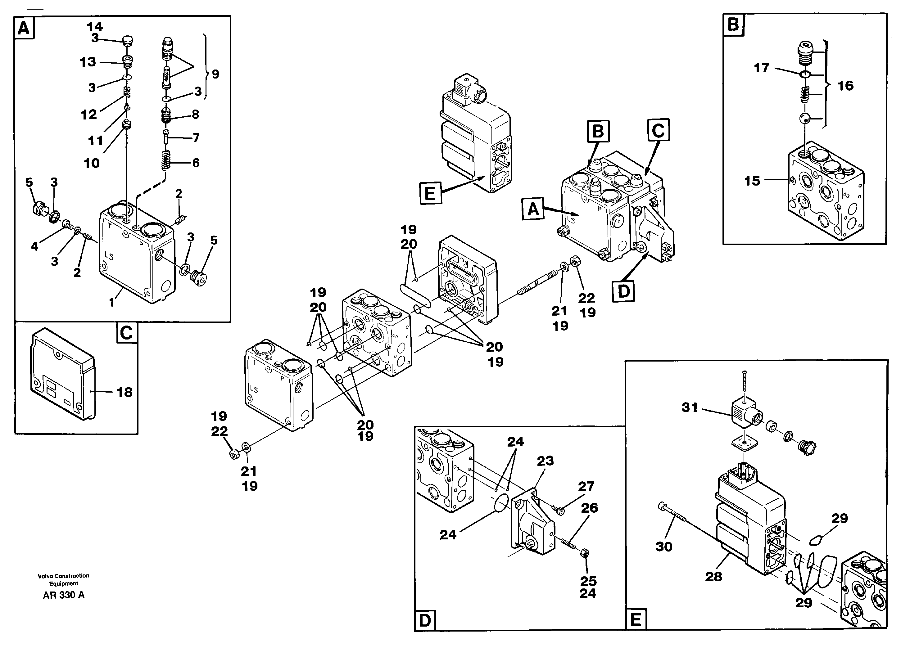 Valve, circuit body and return valve  94608 — volvo parts diagram