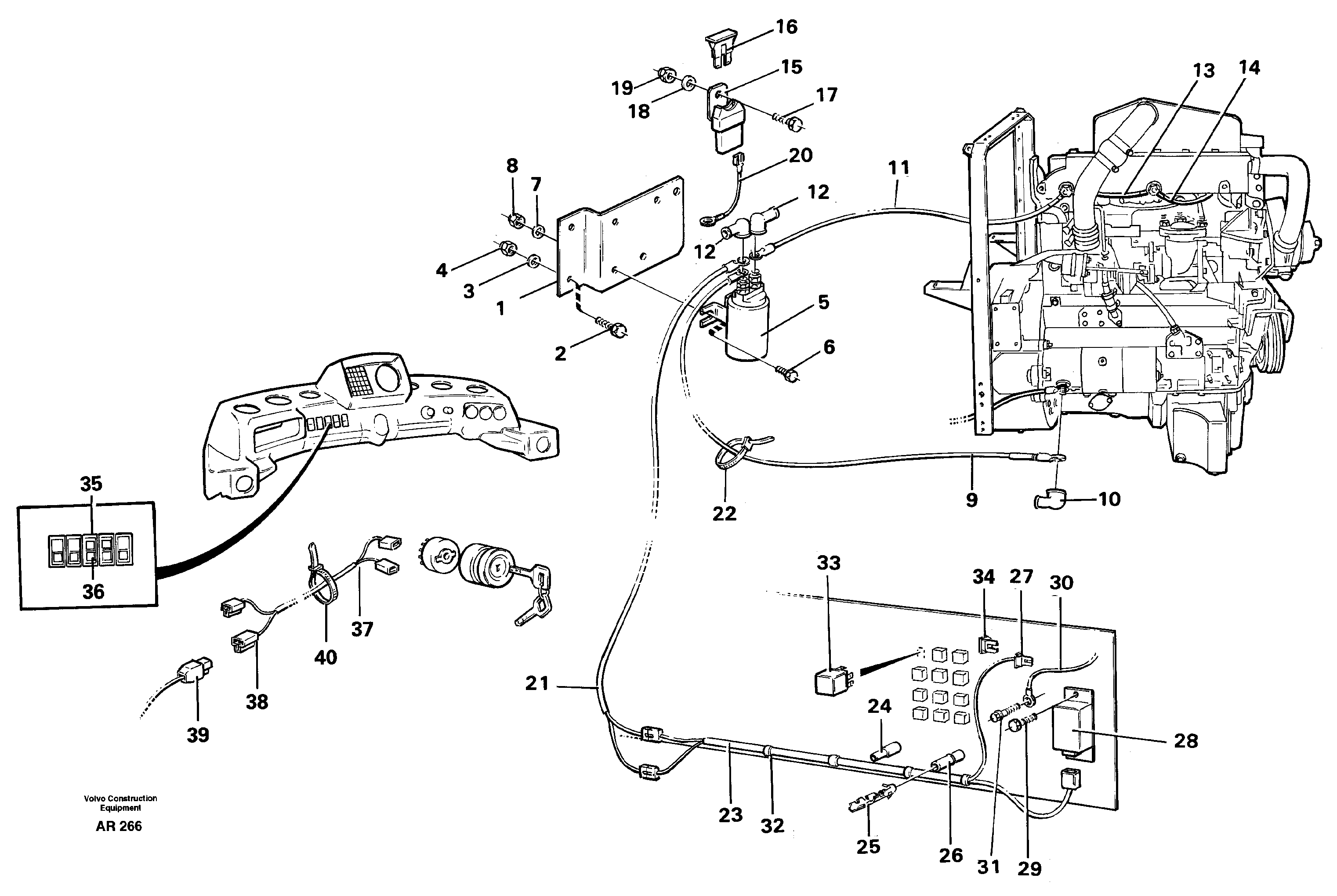 Cable harness Starter relay  TD 40 KAE — volvo parts diagram