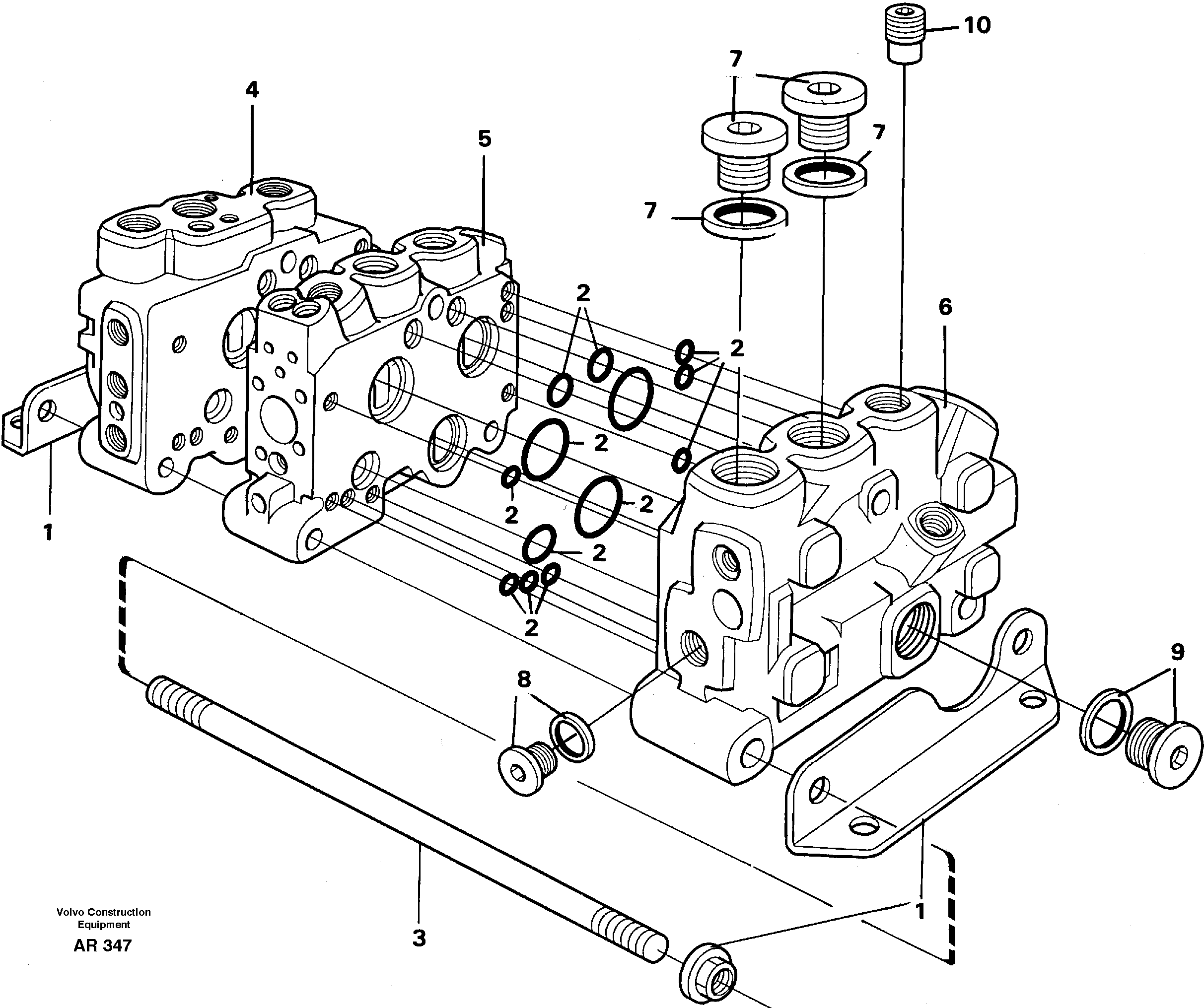Valve section with assembly parts  94777 — volvo parts diagram