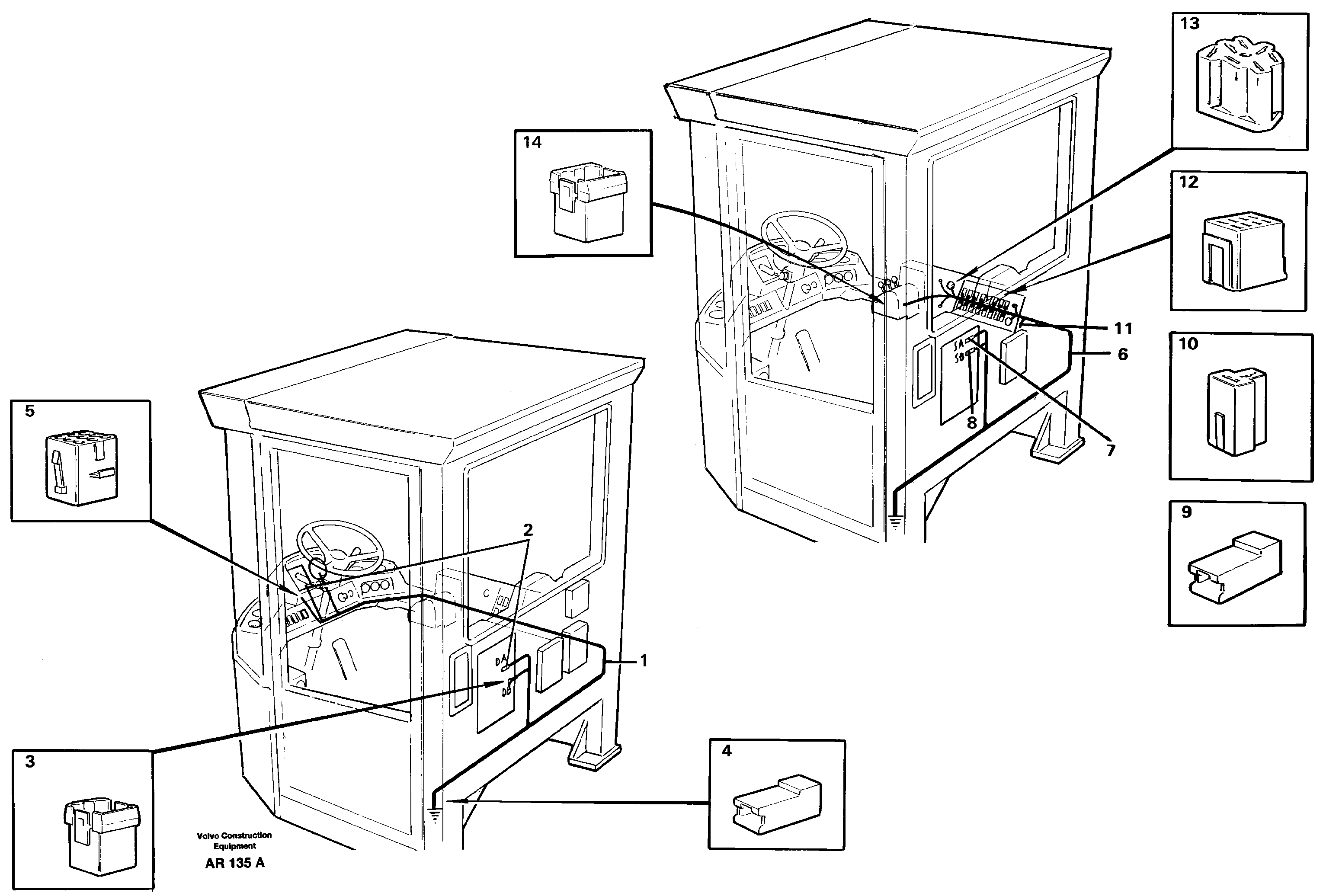 Cable harnesses, cab — volvo parts diagram