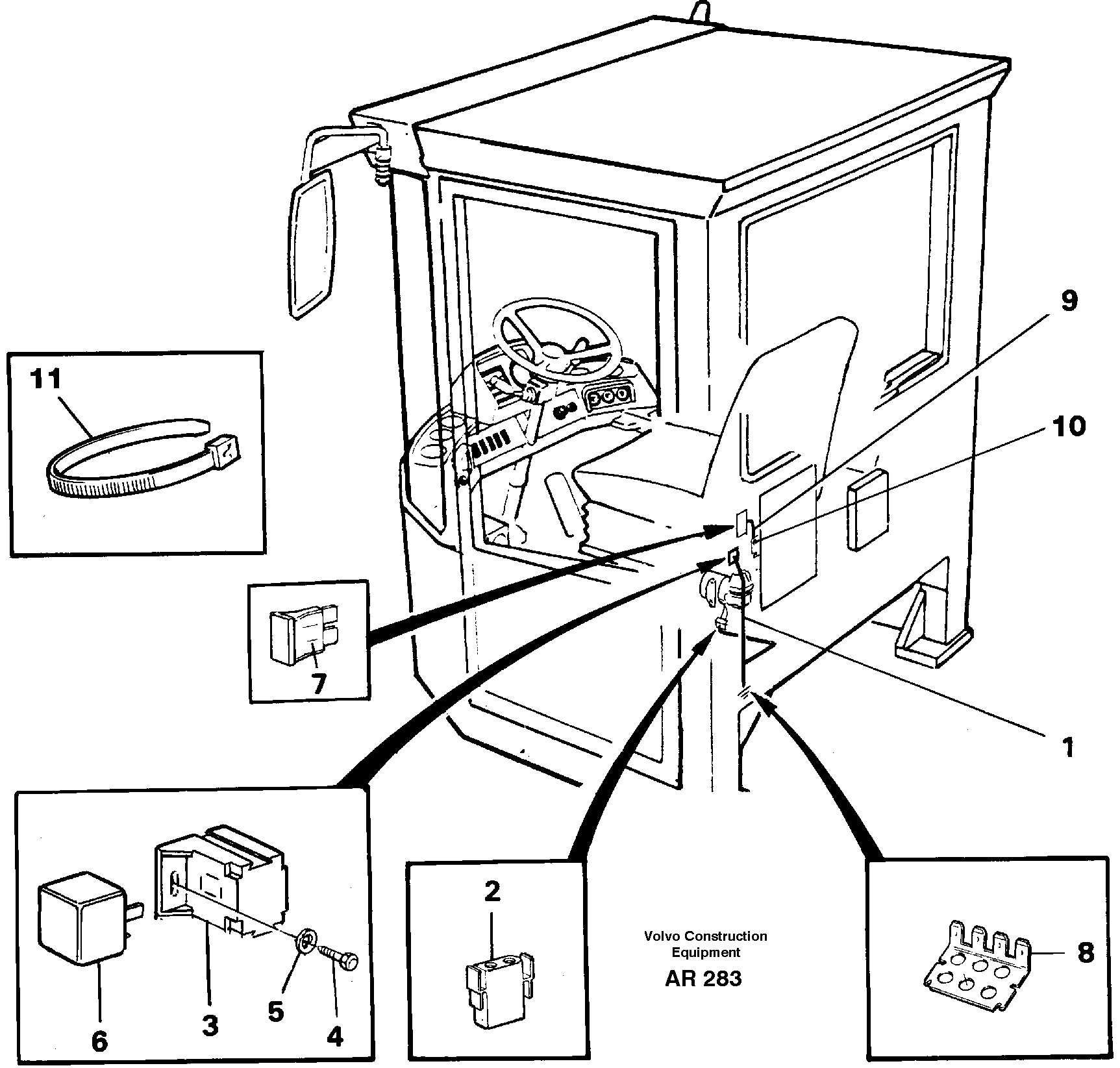 Cable harness, air-suspensioned seat.  94906, 94910 — volvo parts diagram