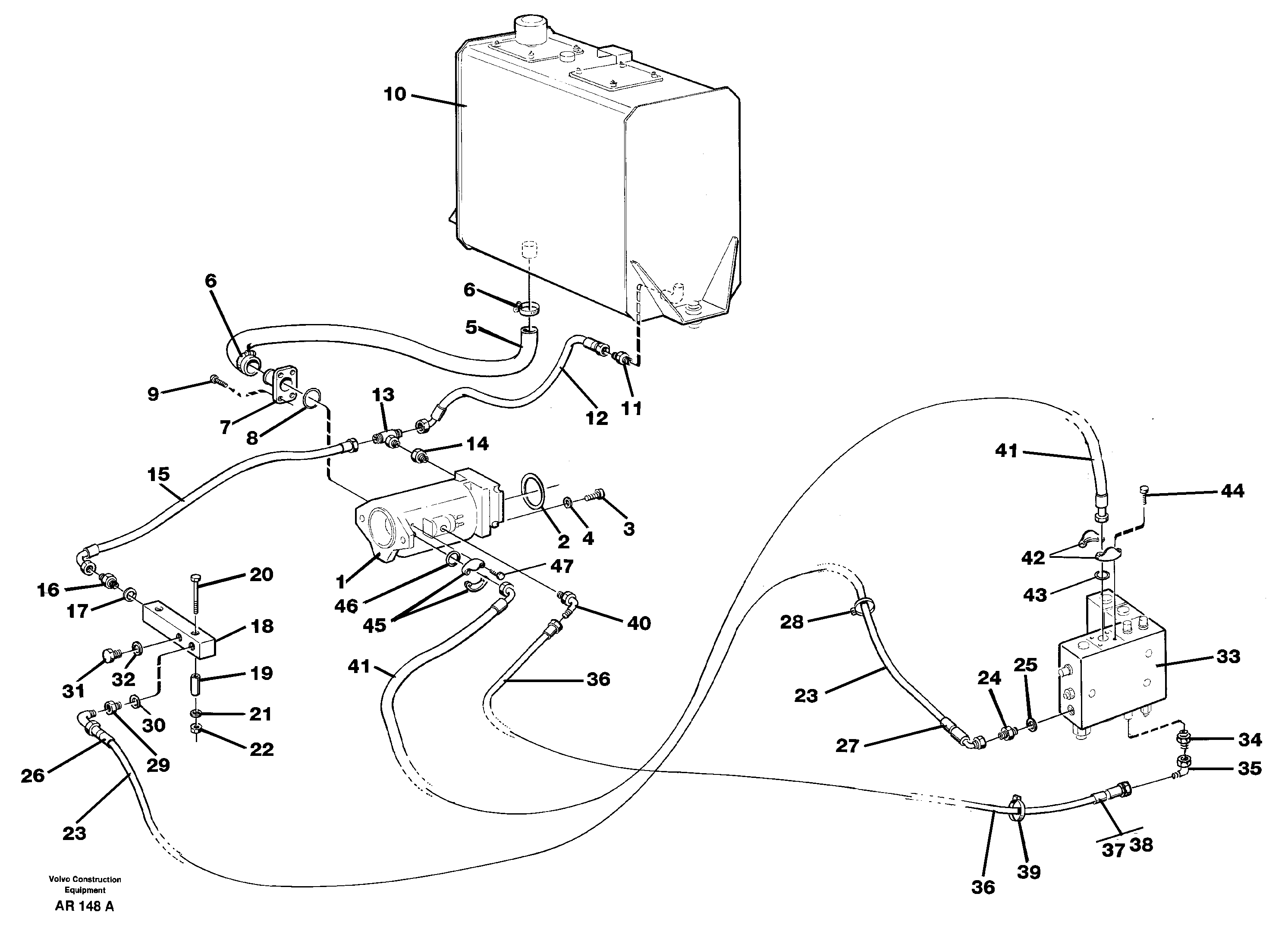 Hydraulic system: Feed lines and return lines — volvo parts diagram