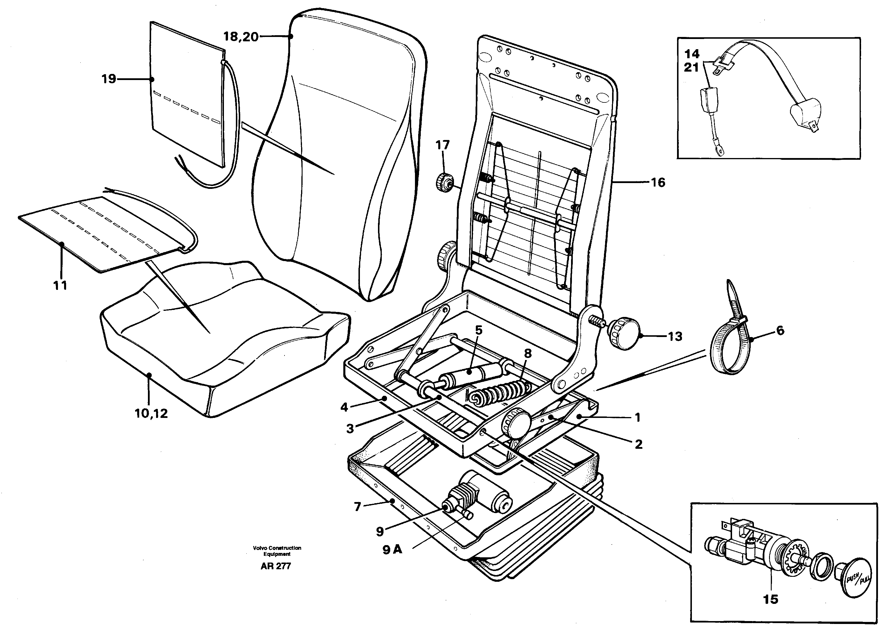 Operator's seat Be-ge  94908, 94910 — volvo parts diagram