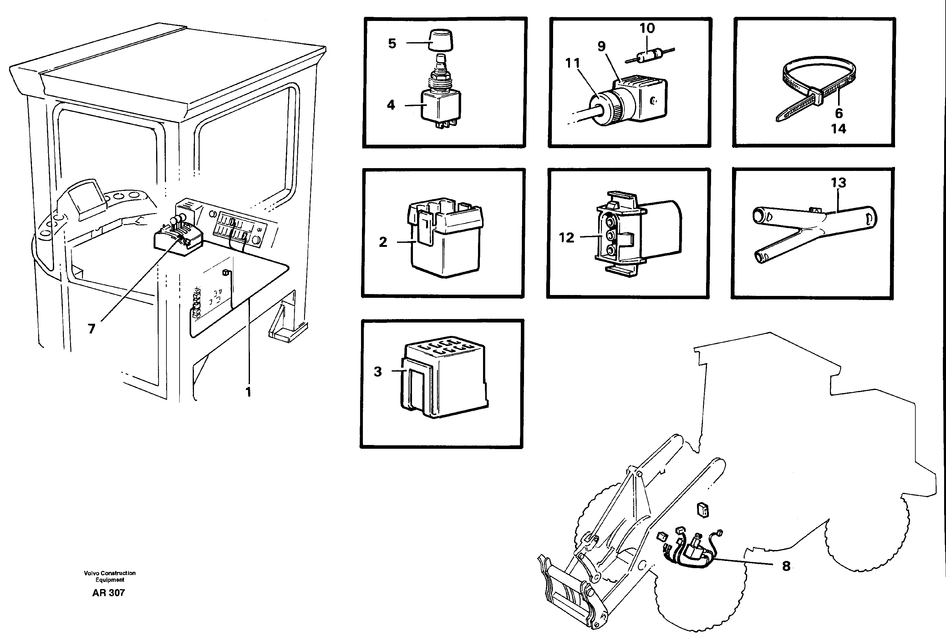 Cable harness, boom suspension system.  94616 — volvo parts diagram