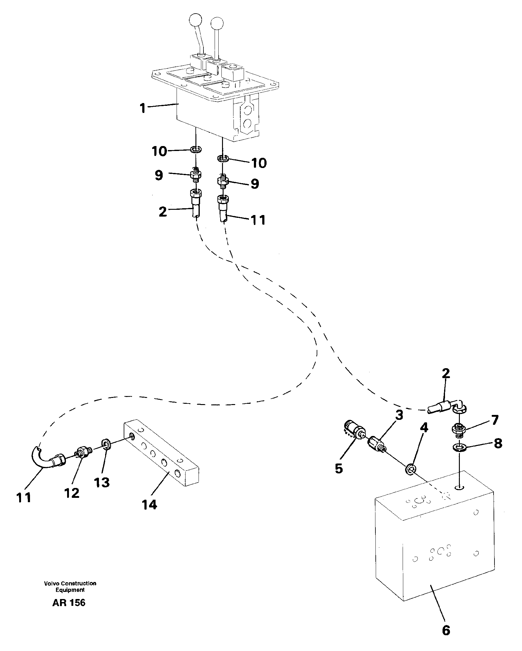 Servo hydraulic: Feed line and return line — volvo parts diagram