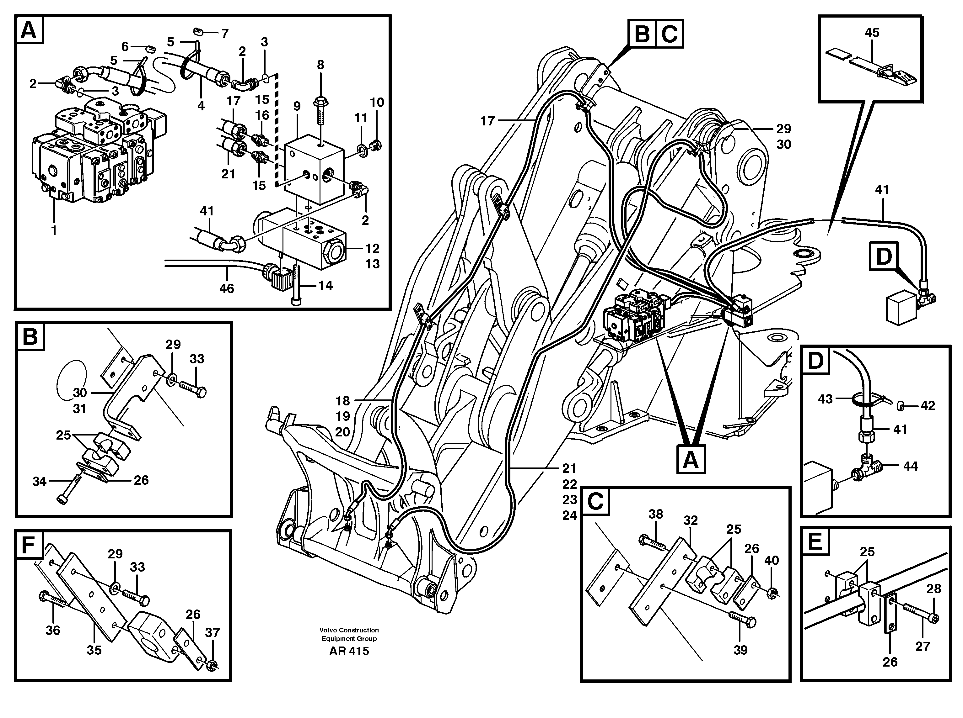 Hydraulic system, attachment bracket  93989 94702 — volvo parts diagram
