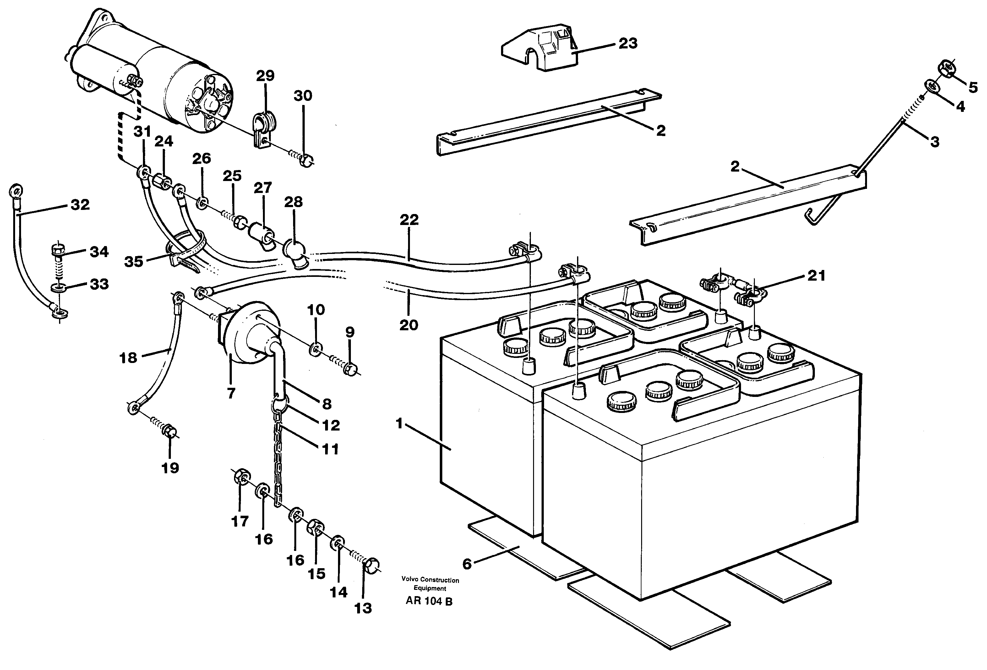 Battery with fitting parts — volvo parts diagram