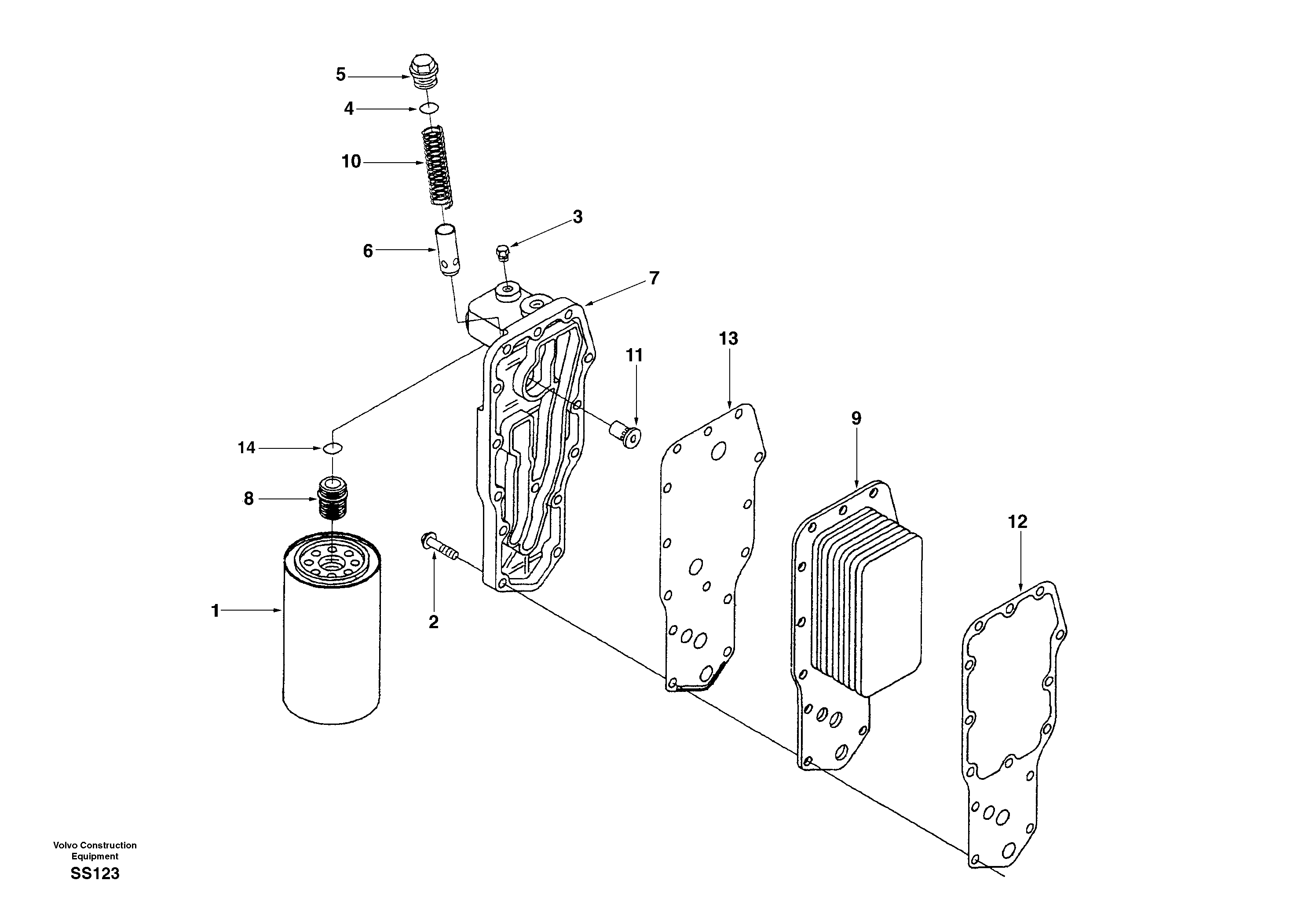 Oil cooler — volvo parts diagram