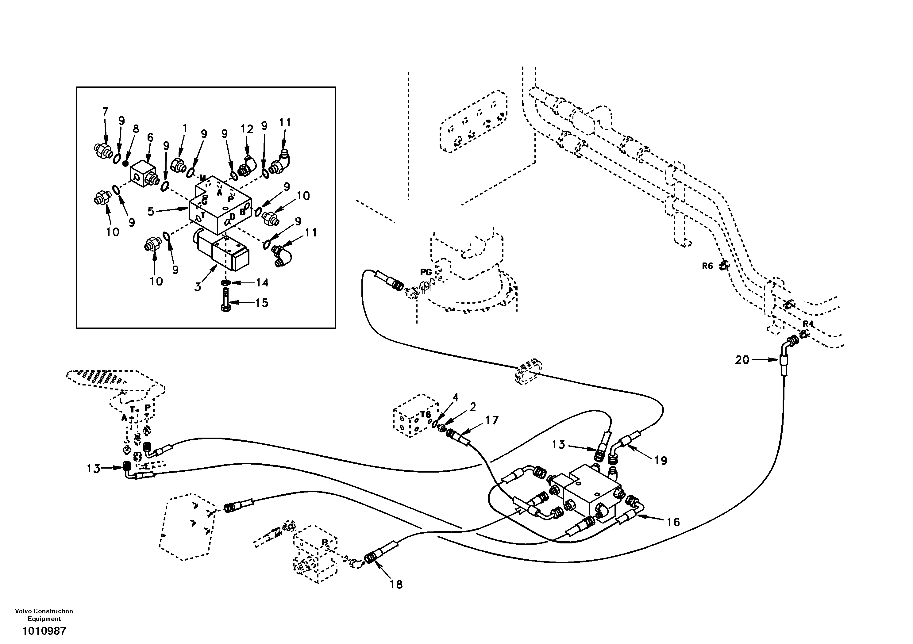 Hydraulic system, upper brake line -cruise control — volvo parts diagram
