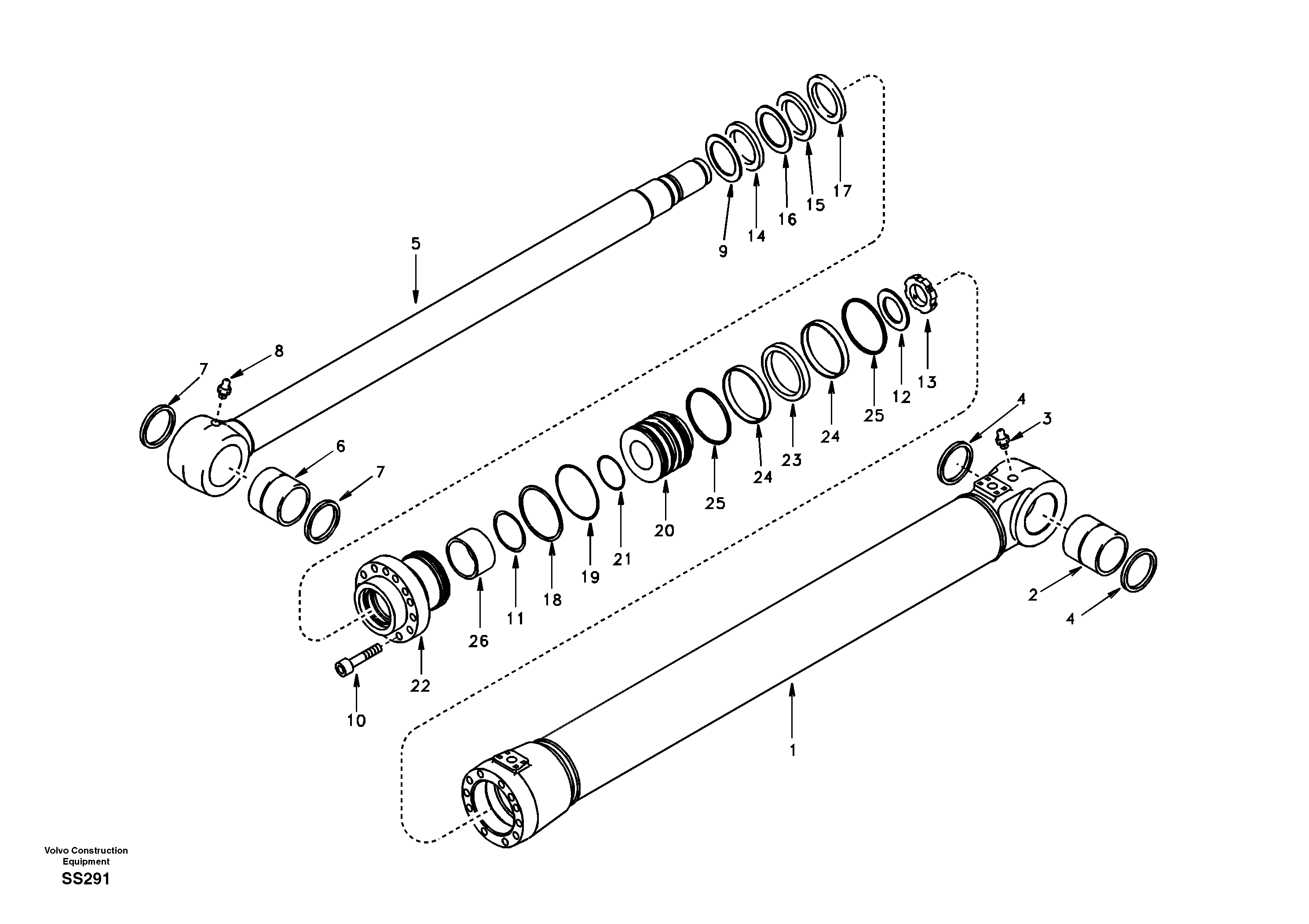 Dozer blade cylinder — volvo parts diagram