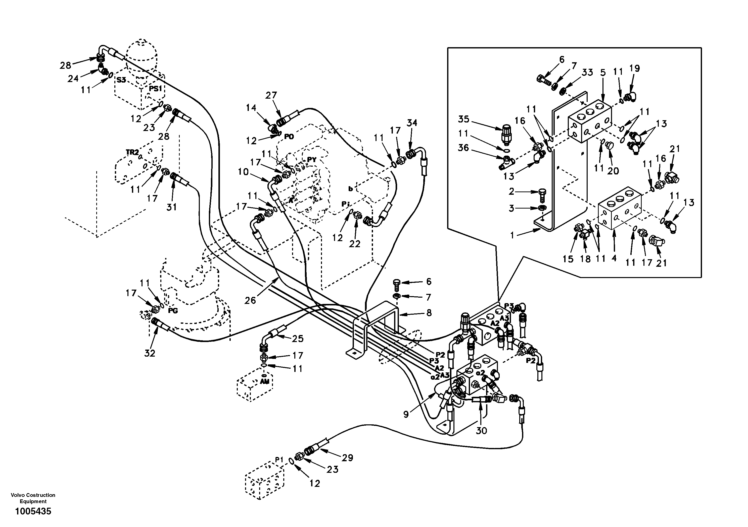 Servo system, control valve to solenoid valve — volvo parts diagram
