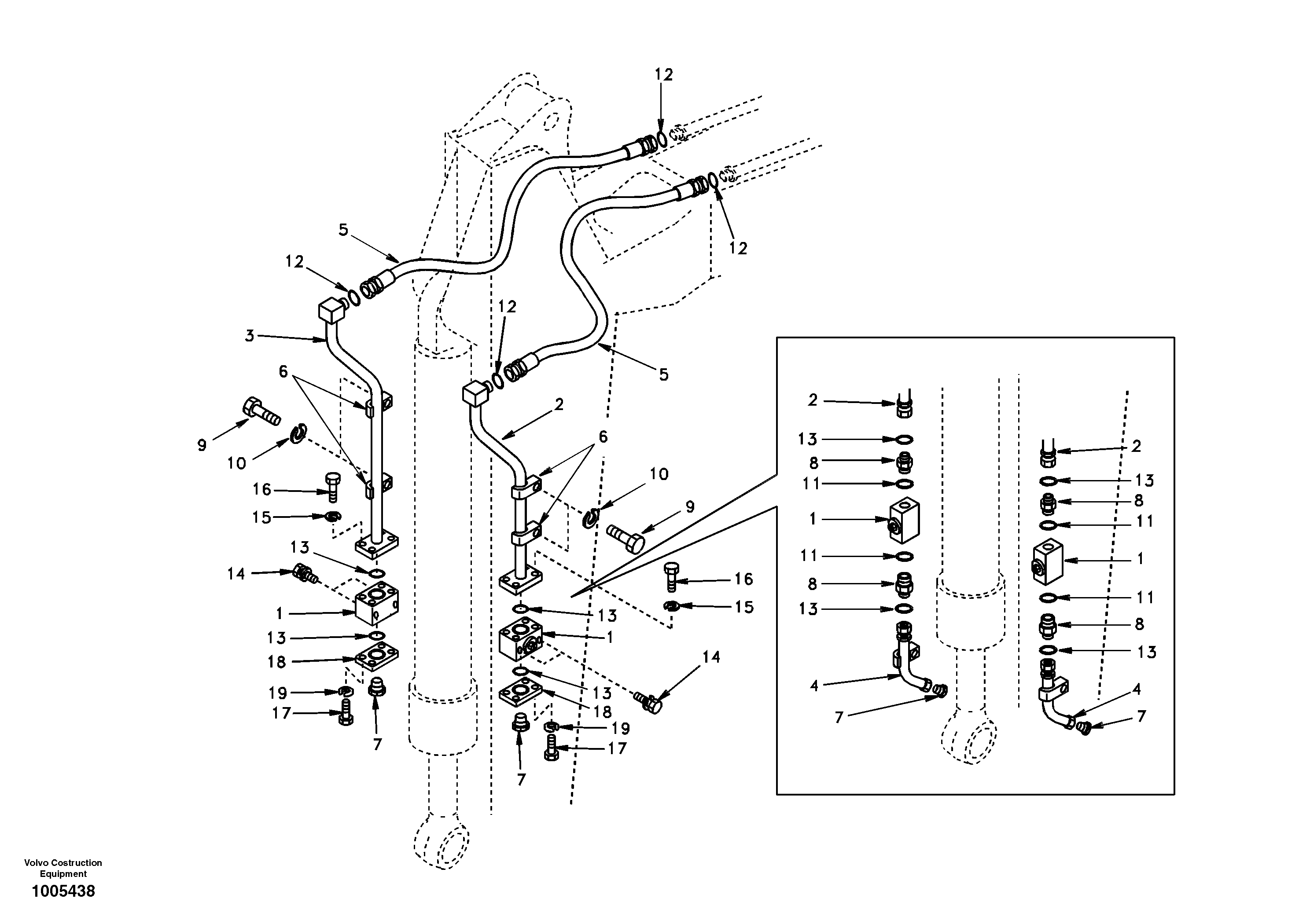 Working hydraulic, hammer and shear for dipper arm — volvo parts diagram
