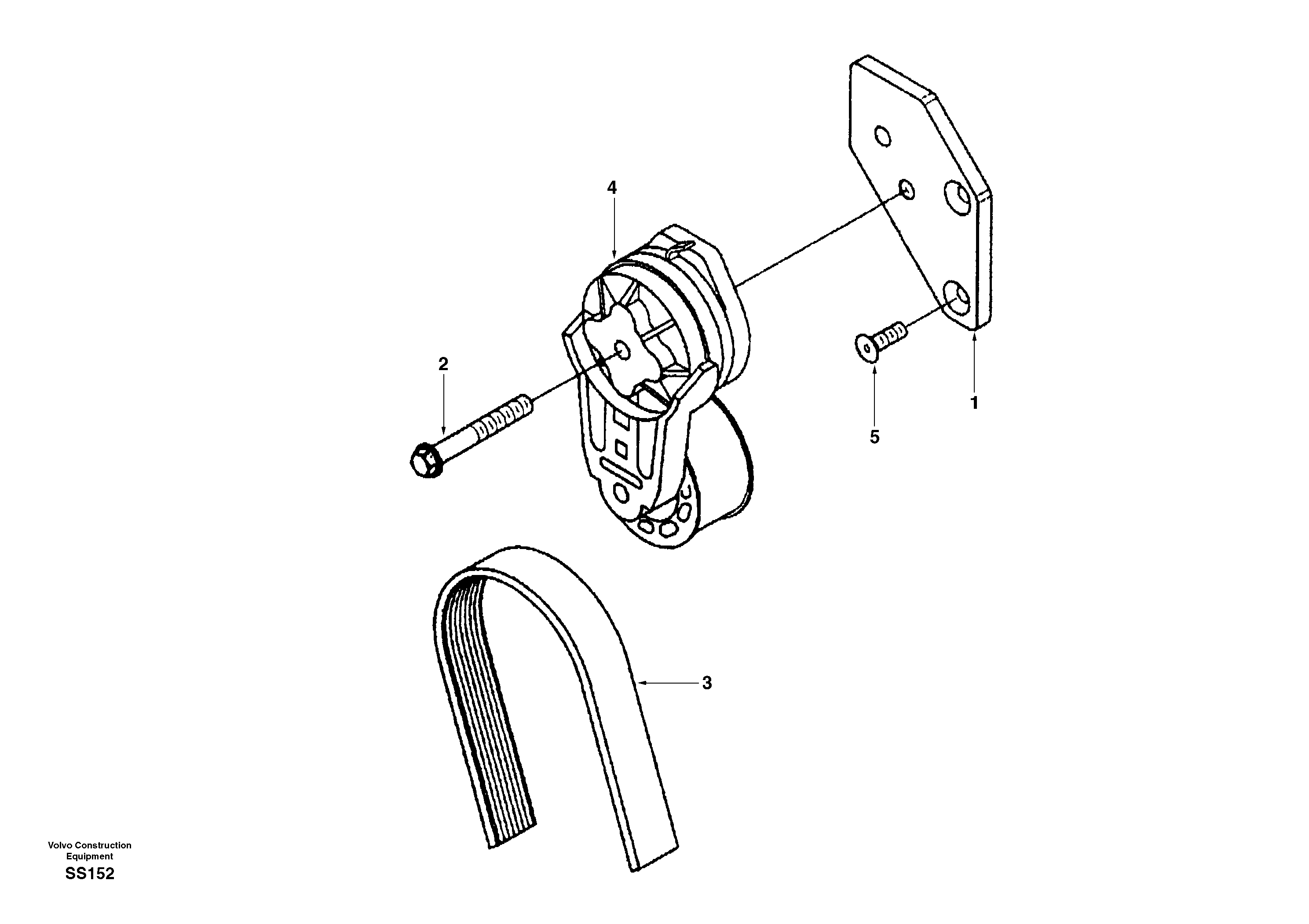 Automatic belt tensioner with fitting parts — volvo parts diagram
