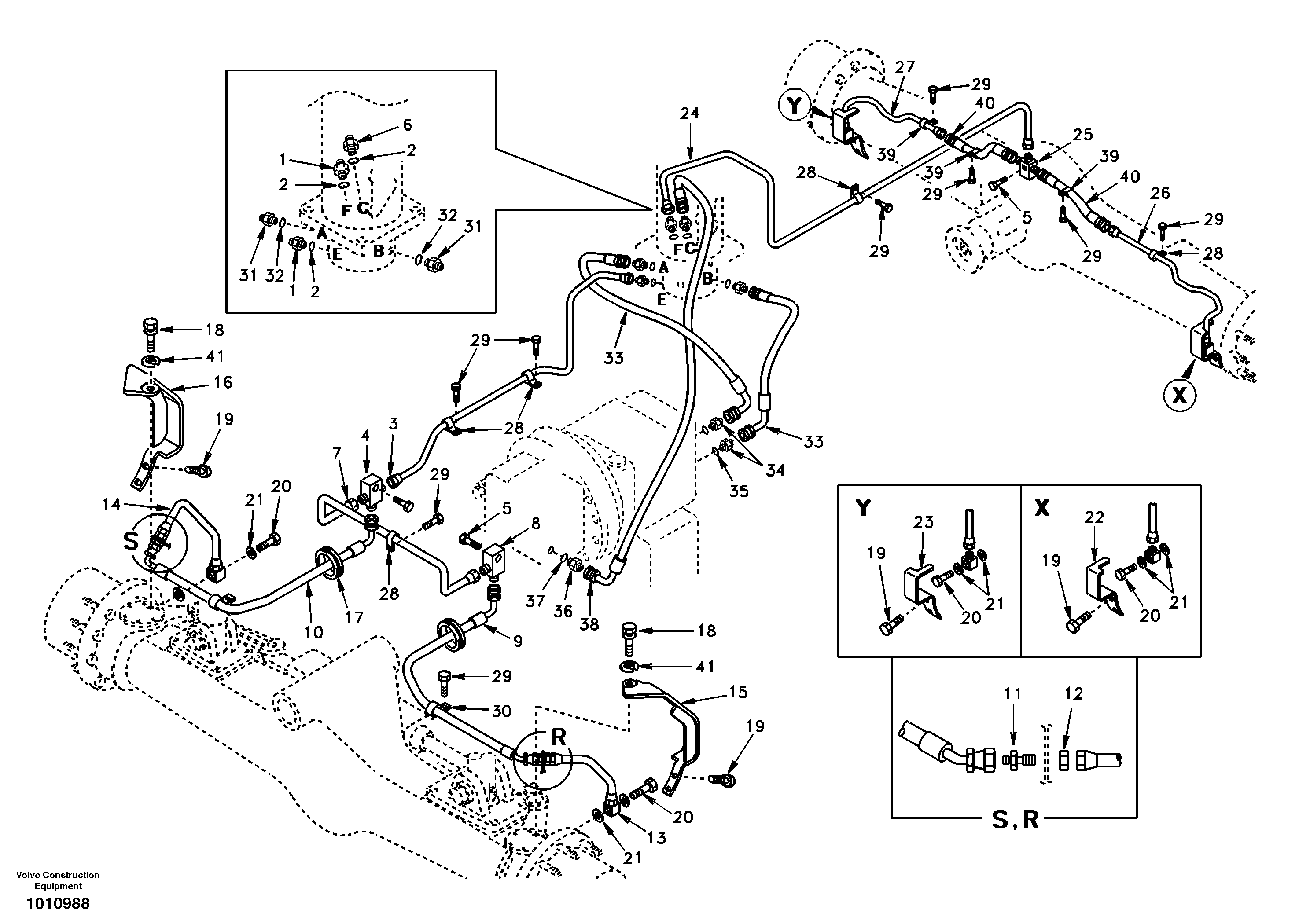 Hydraulic system, lower brake line — volvo parts diagram