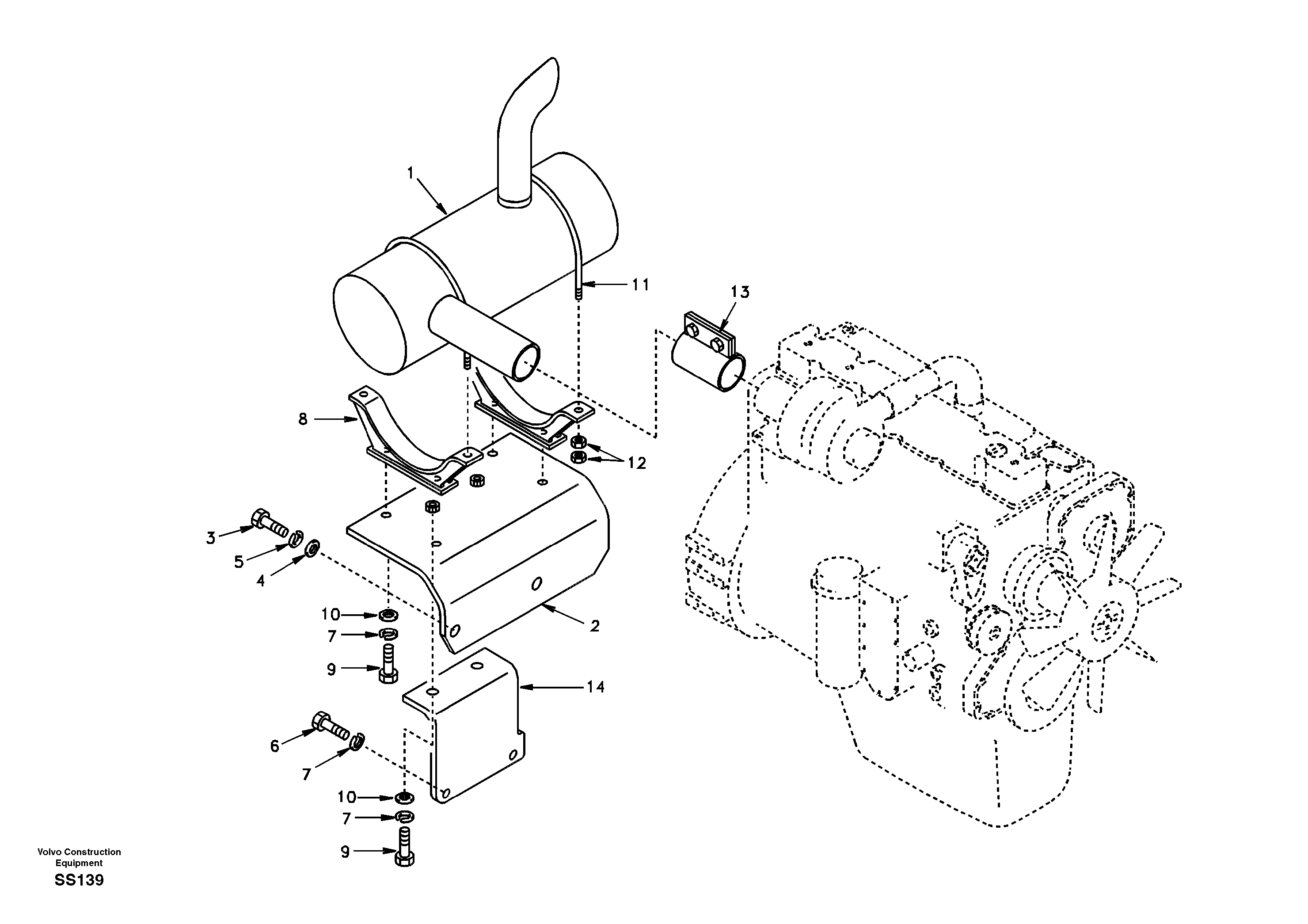 Exhaust system — volvo parts diagram