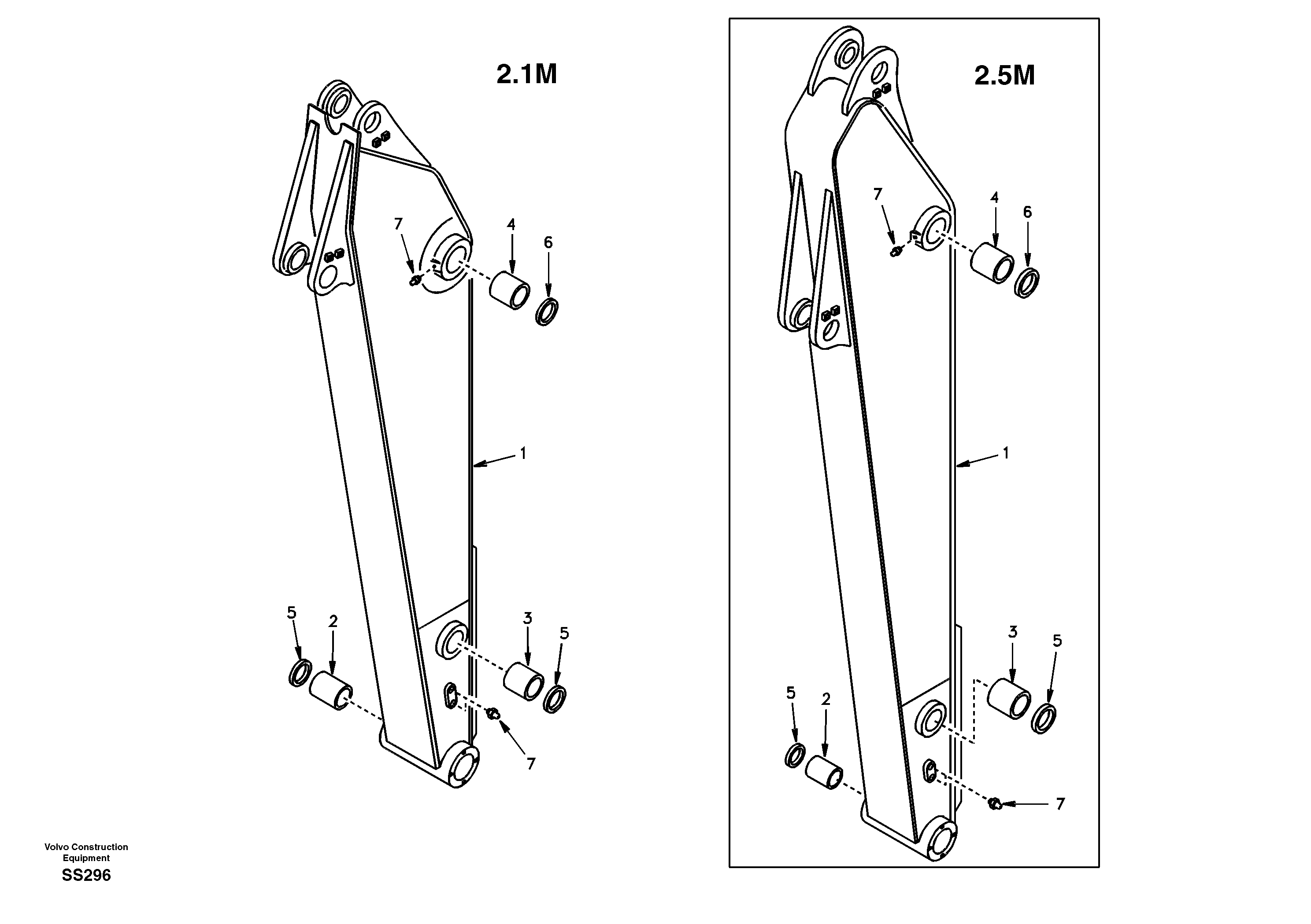 Dipper arm and grease piping with piping seat — volvo parts diagram