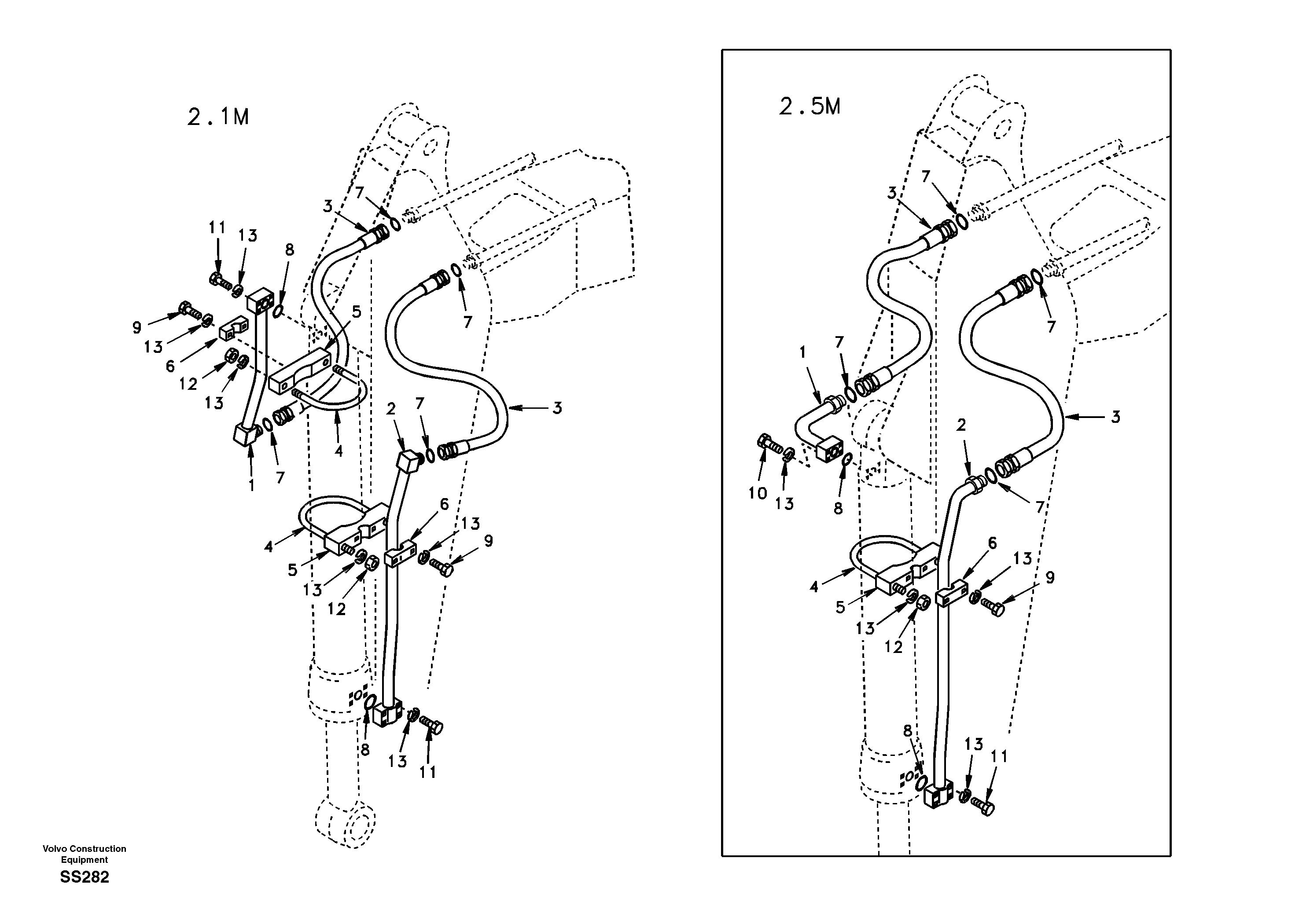 Working hydraulic, dipper arm — volvo parts diagram