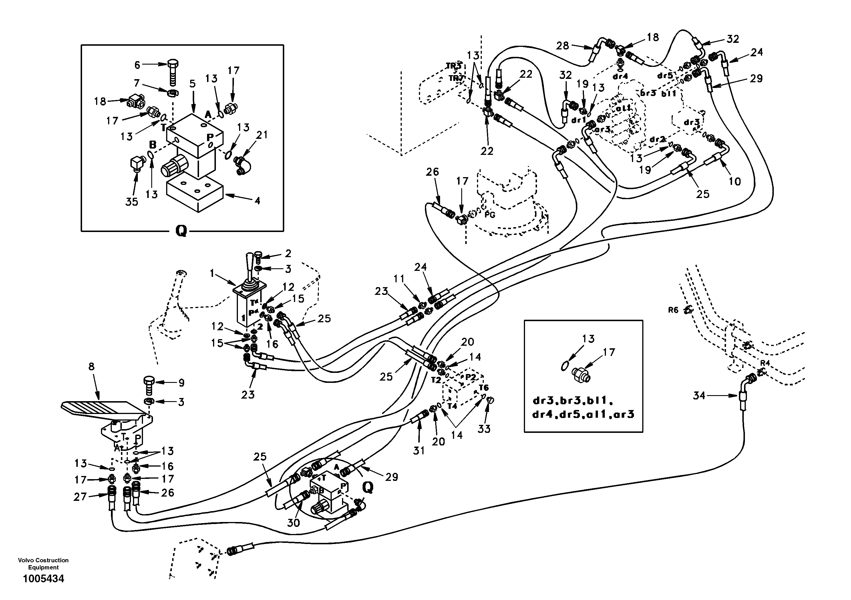 Servo system, control valve to remote control valve pedal — volvo parts diagram