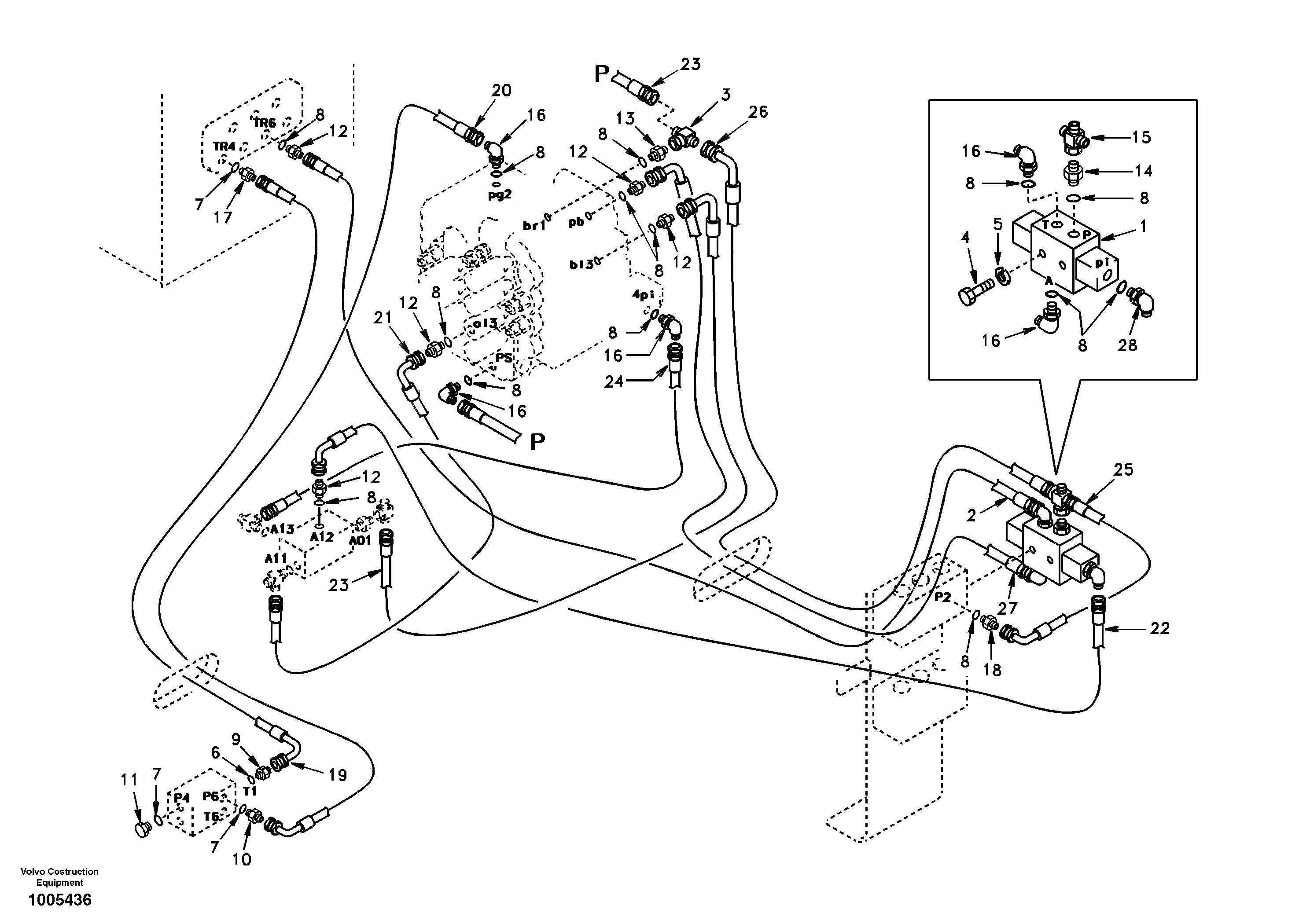 Servo hydraulics, return line tank — volvo parts diagram