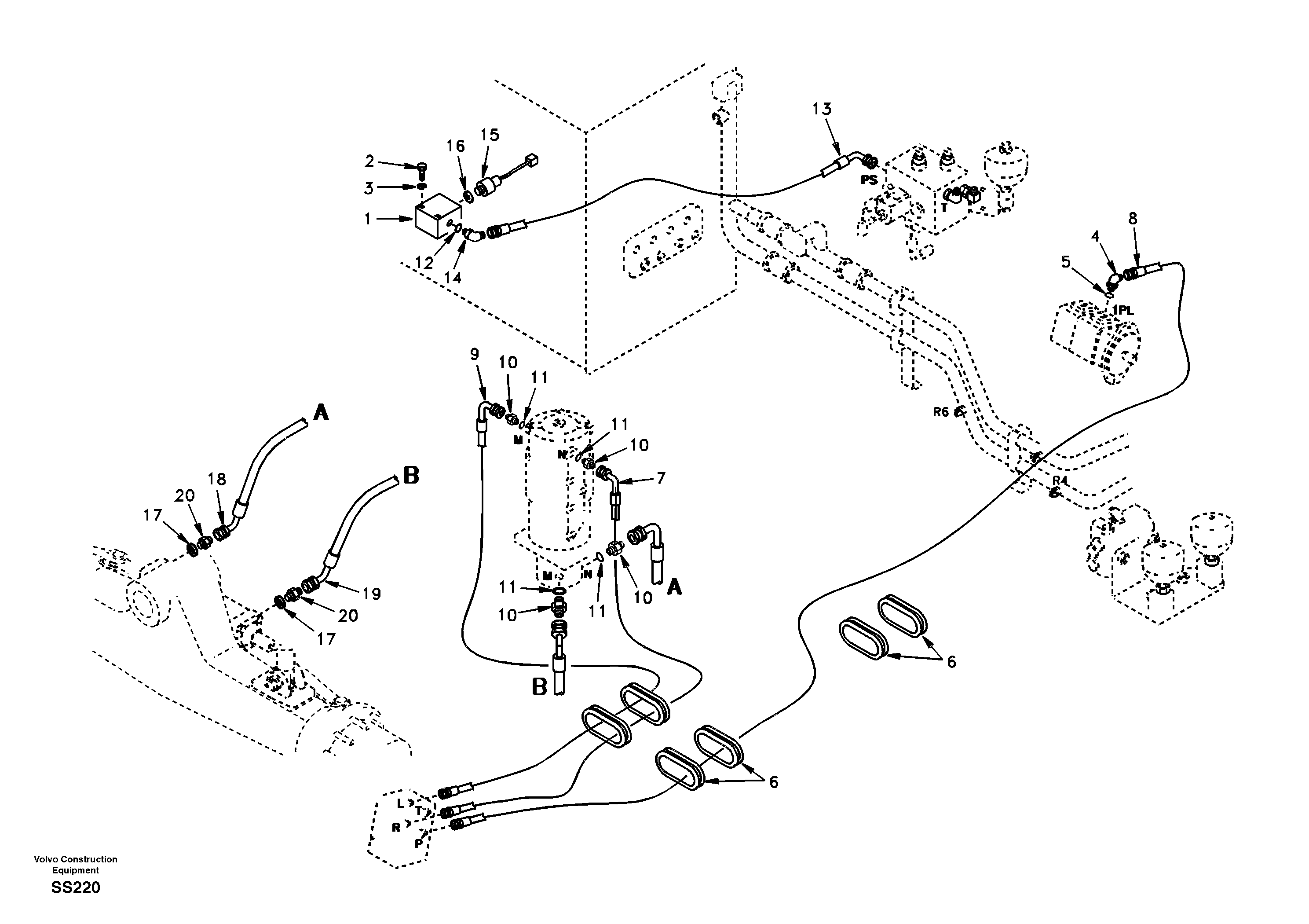 Hydraulic system, steering line — volvo parts diagram