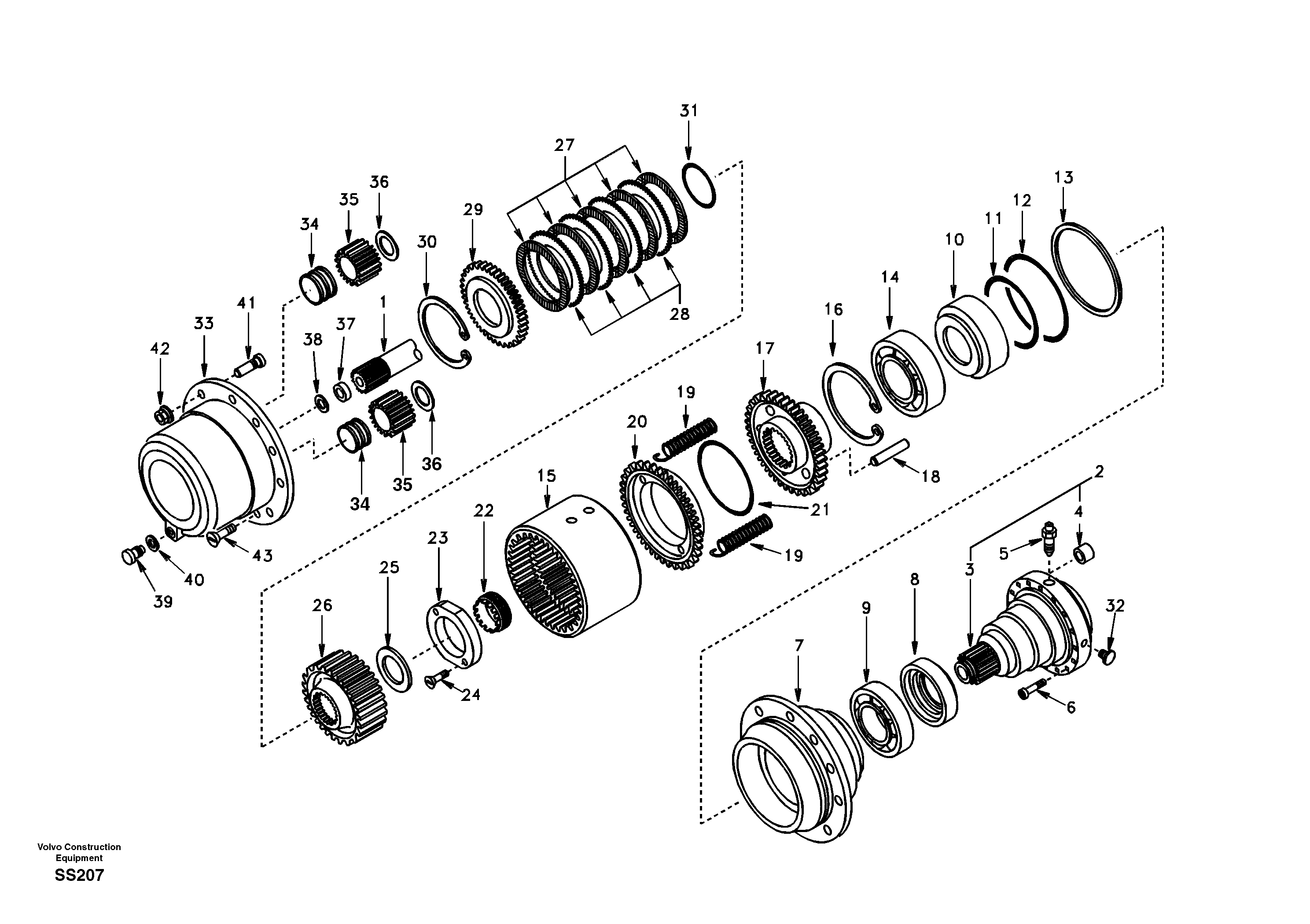 Hub reduction, rear axle — volvo parts diagram