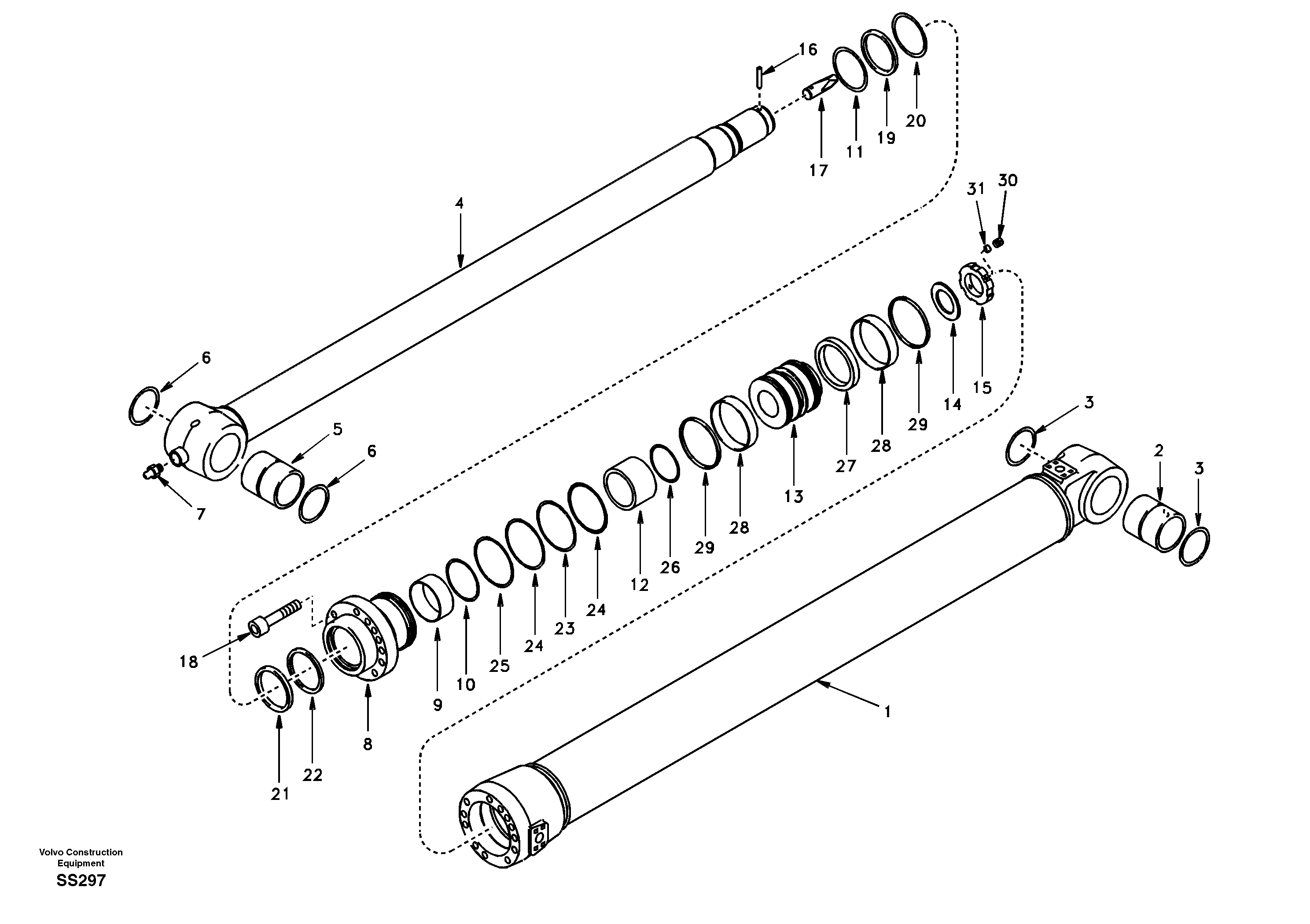 Dipper arm cylinder — volvo parts diagram
