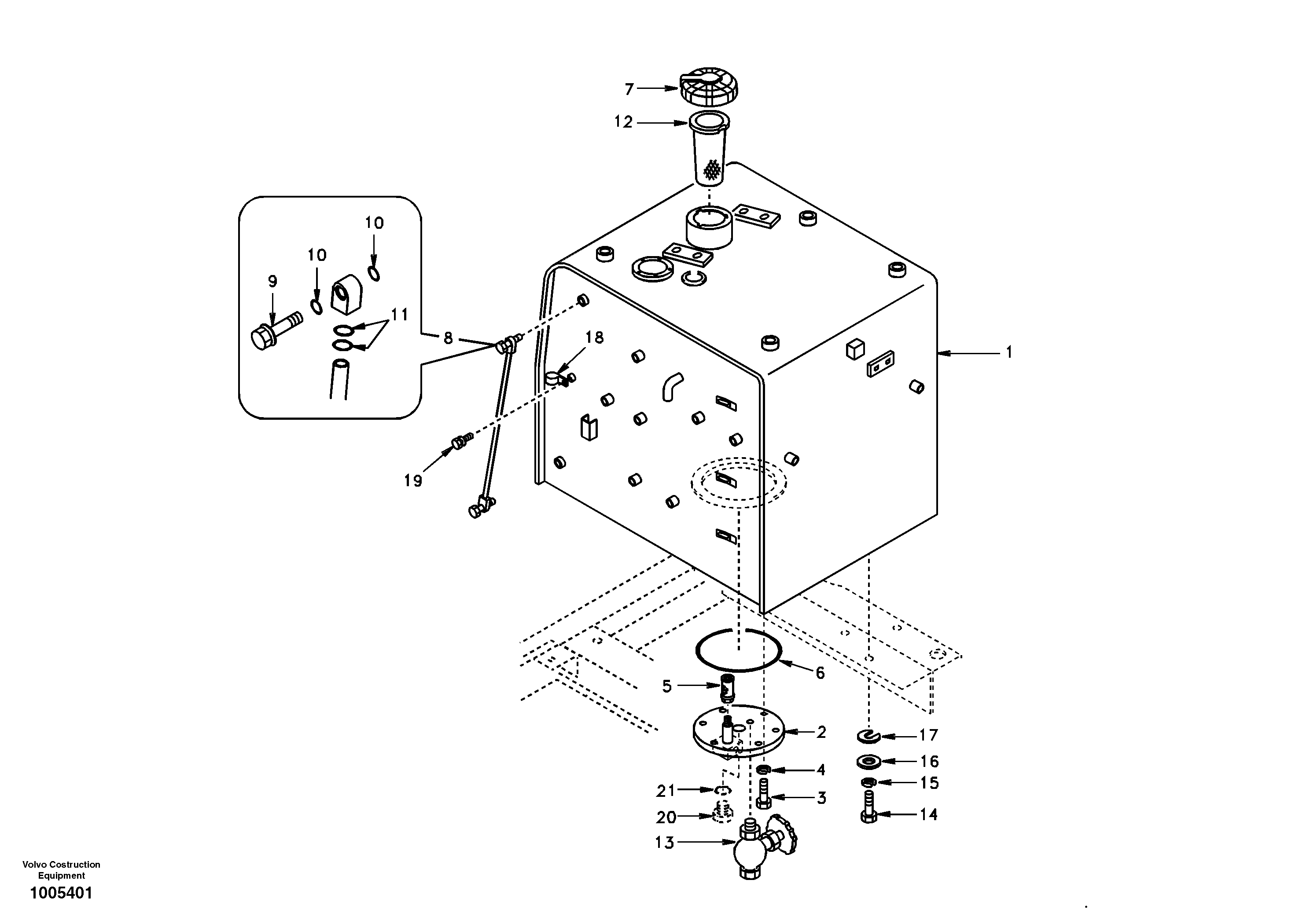 Fuel tank with fitting parts — volvo parts diagram