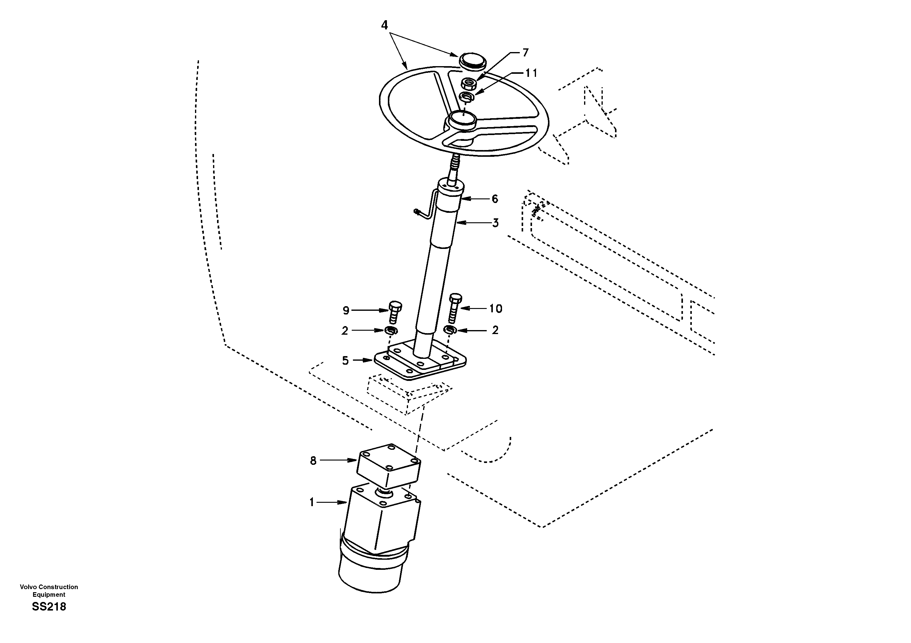 Steering wheel and column — volvo parts diagram