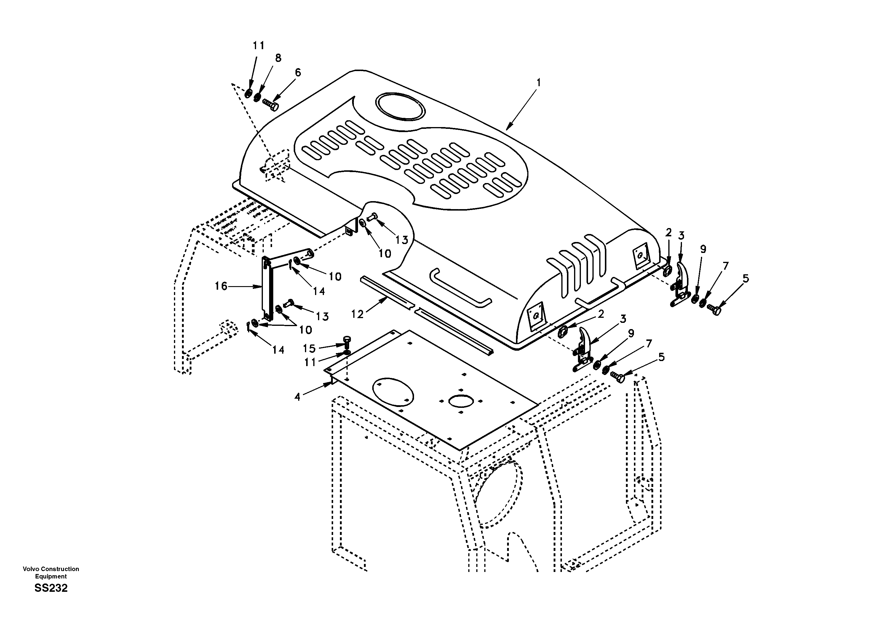 Cowl frame, cover and hood — volvo parts diagram