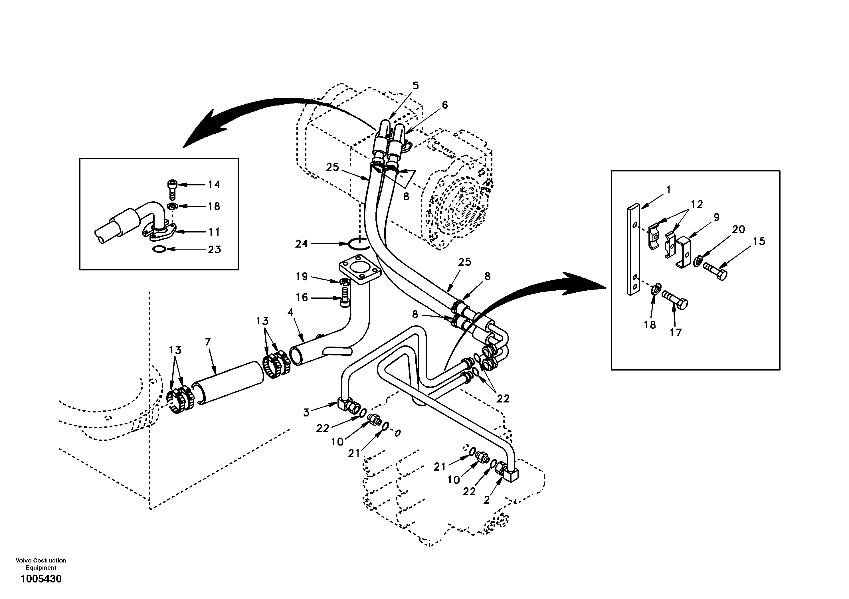 Hydraulic system, hydraulic tank to hydraulic pump — volvo parts diagram
