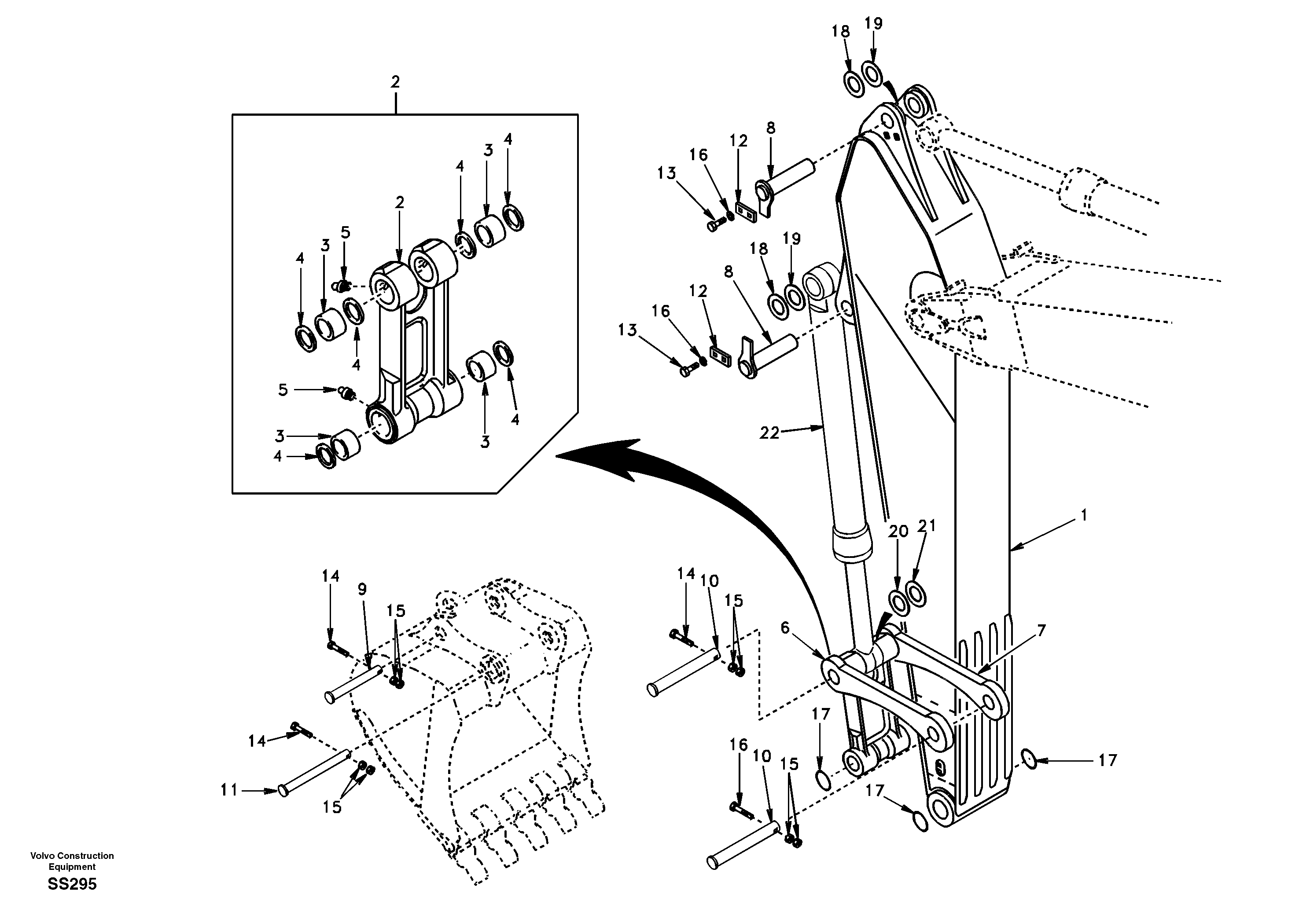 Links to dipper arm — volvo parts diagram