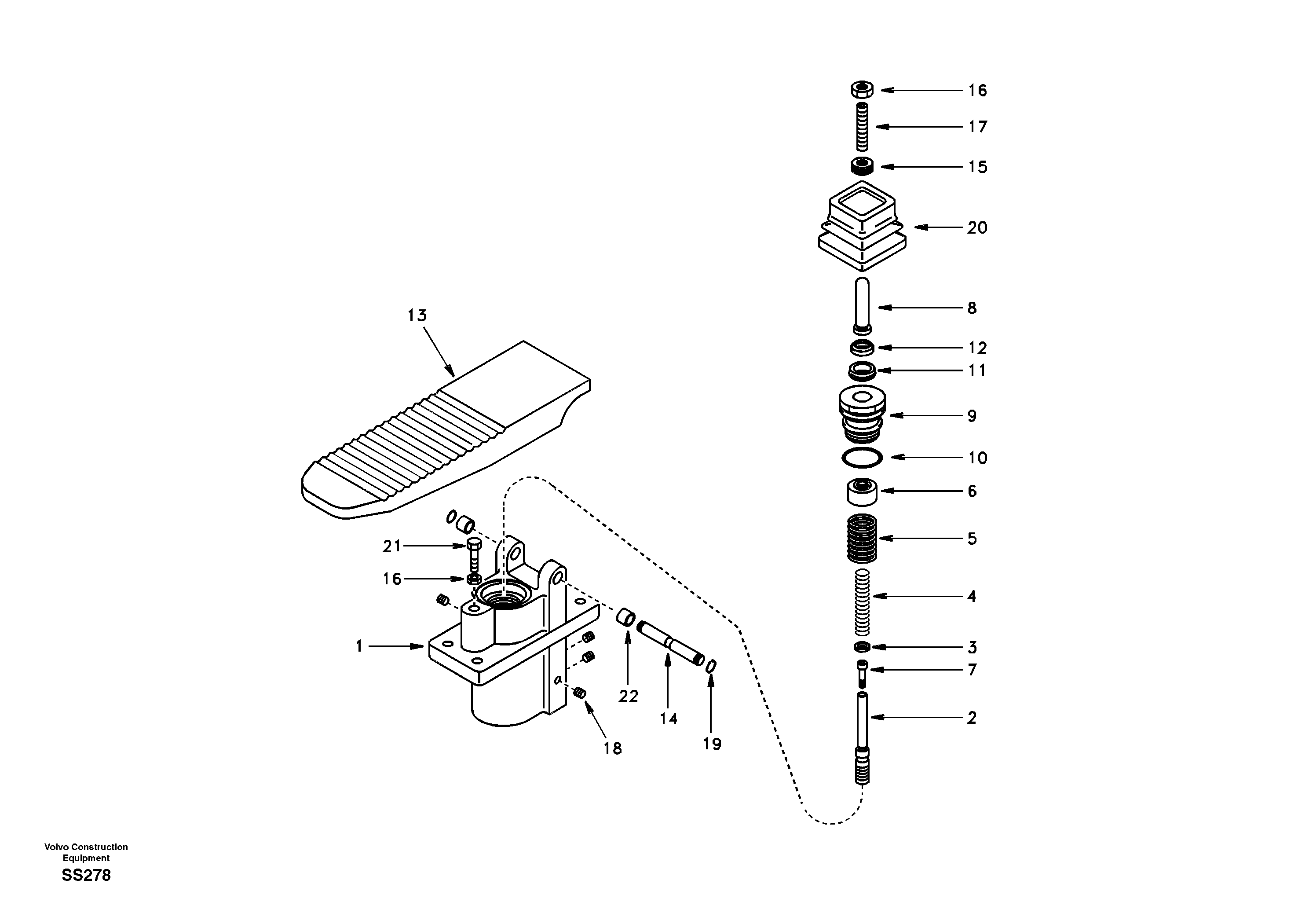 Remote control valve pedal, travel motor — volvo parts diagram
