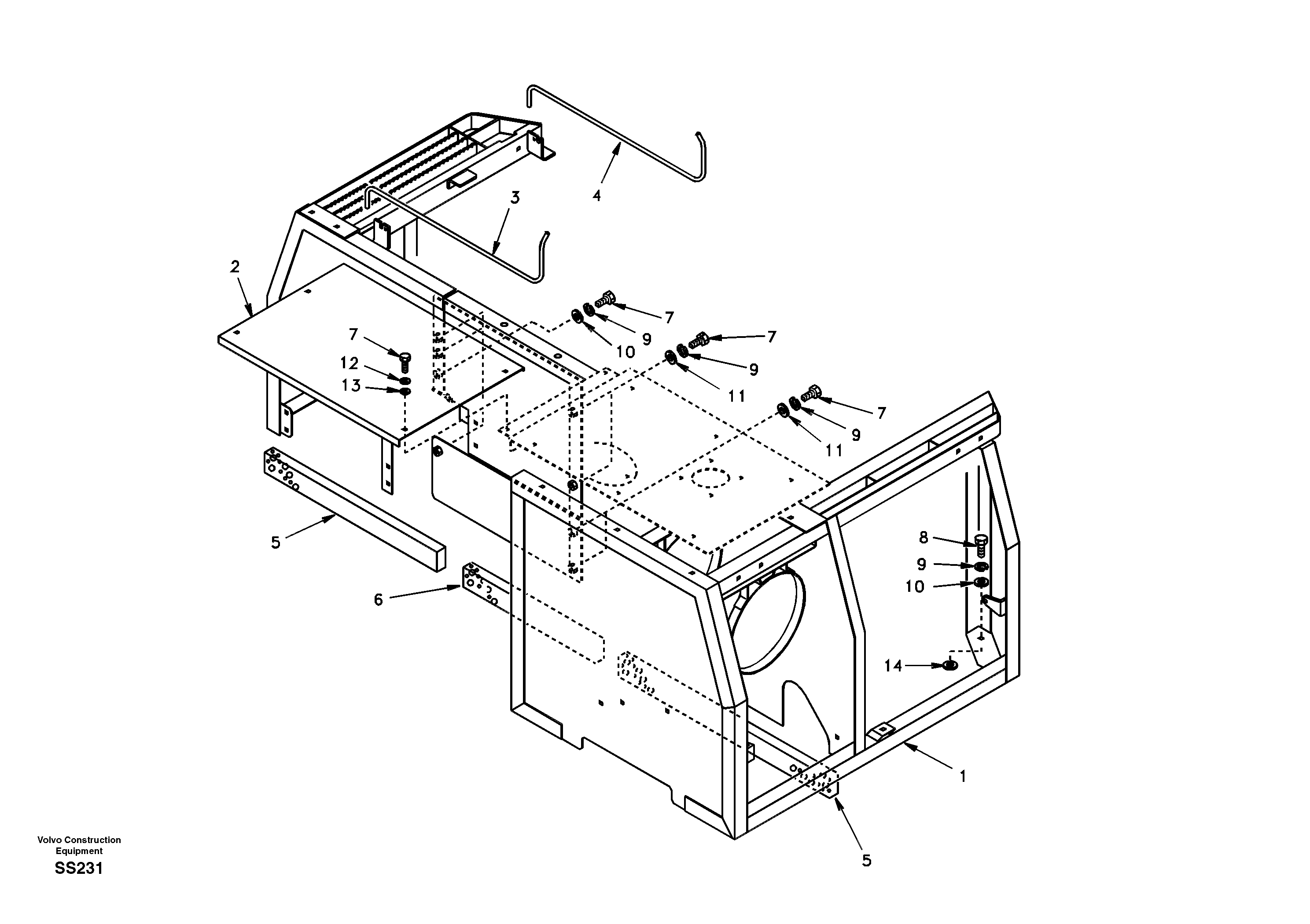Cowl frame, cover and hood — volvo parts diagram