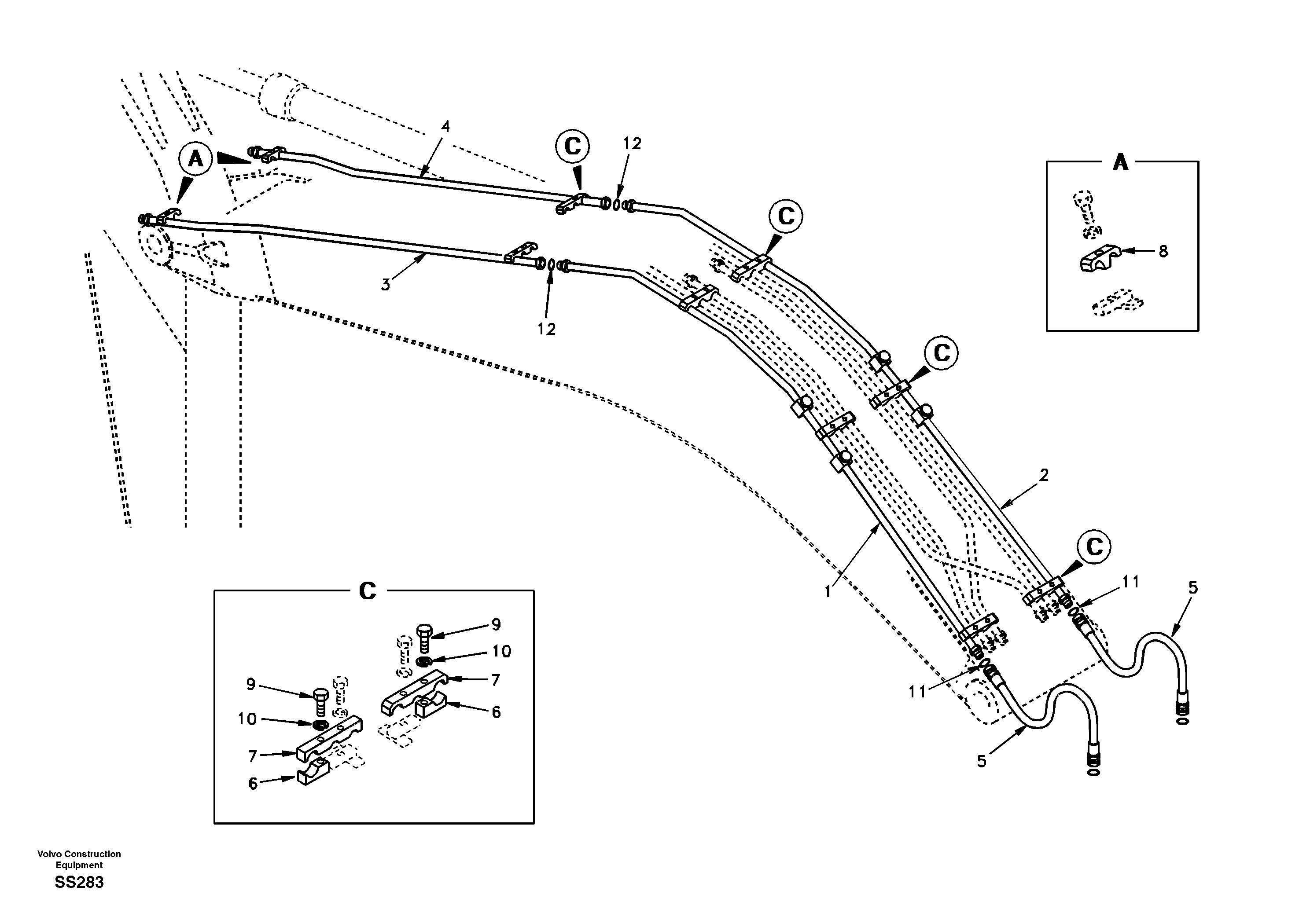 Working hydraulic, hammer and shear for boom — volvo parts diagram