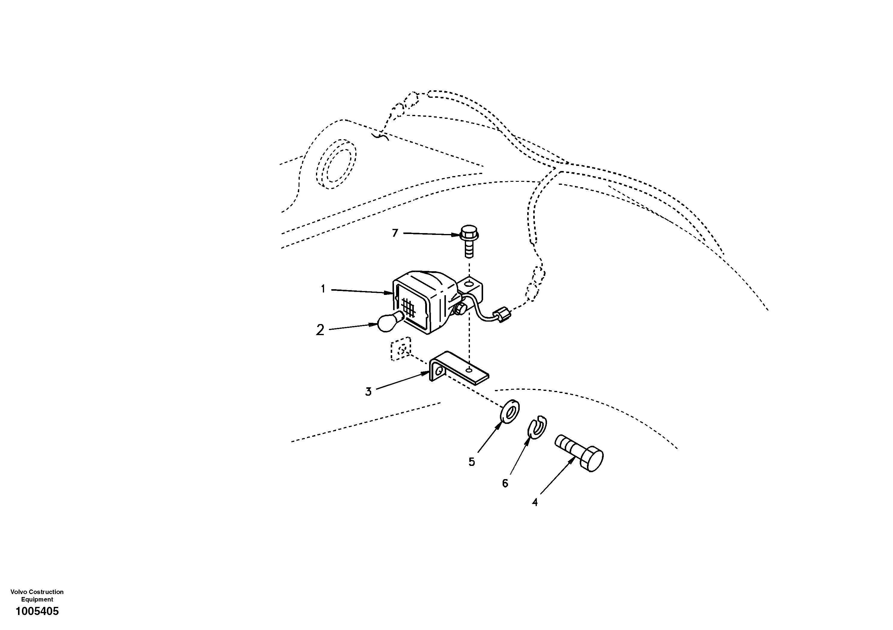 Working lamp on boom — volvo parts diagram
