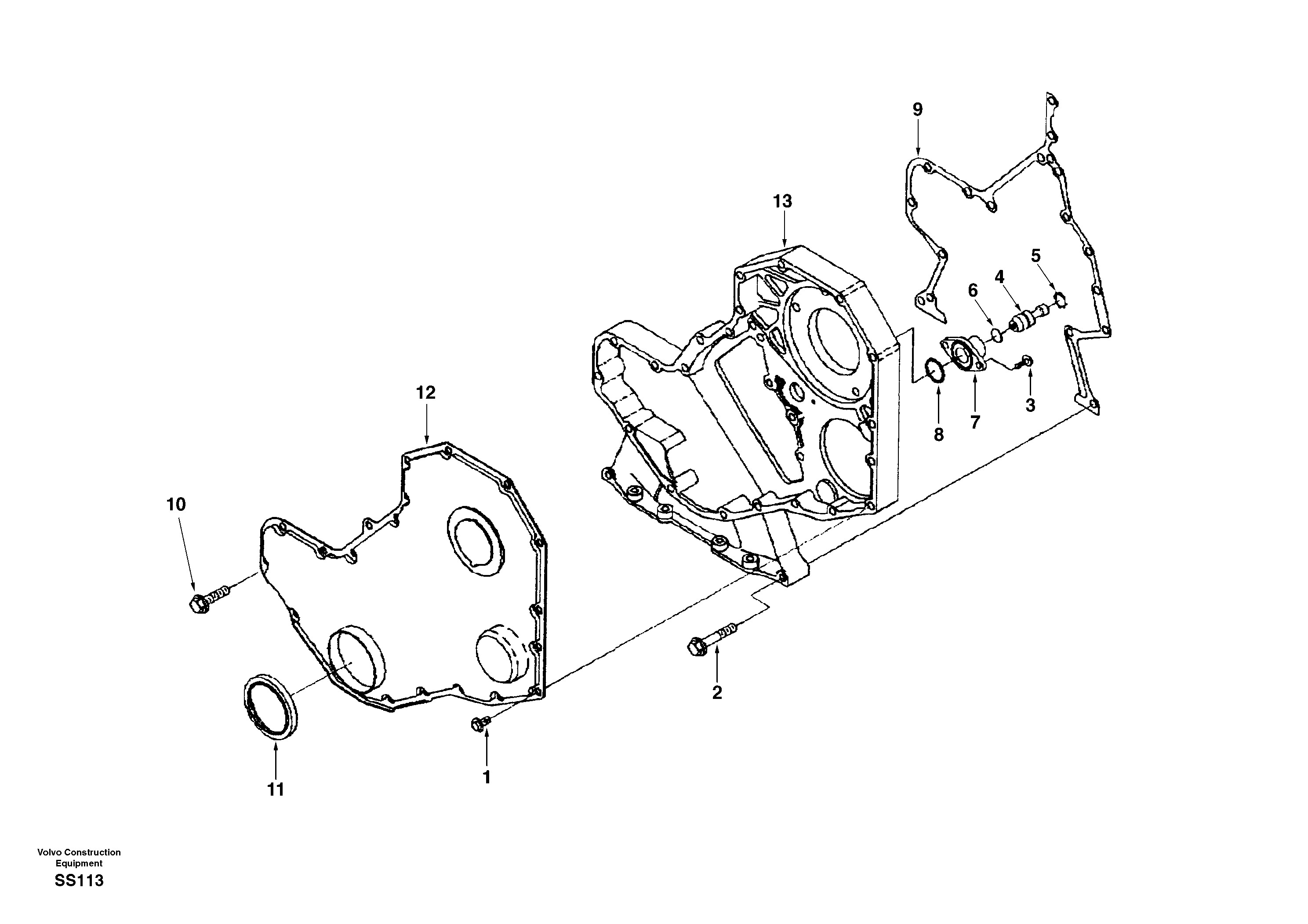 Timing gear casing — volvo parts diagram