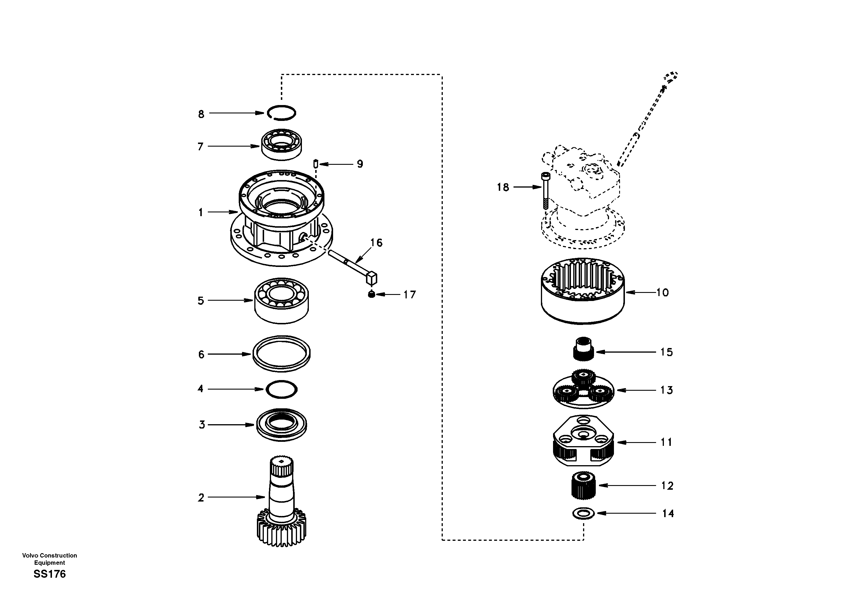 Swing gearbox — volvo parts diagram