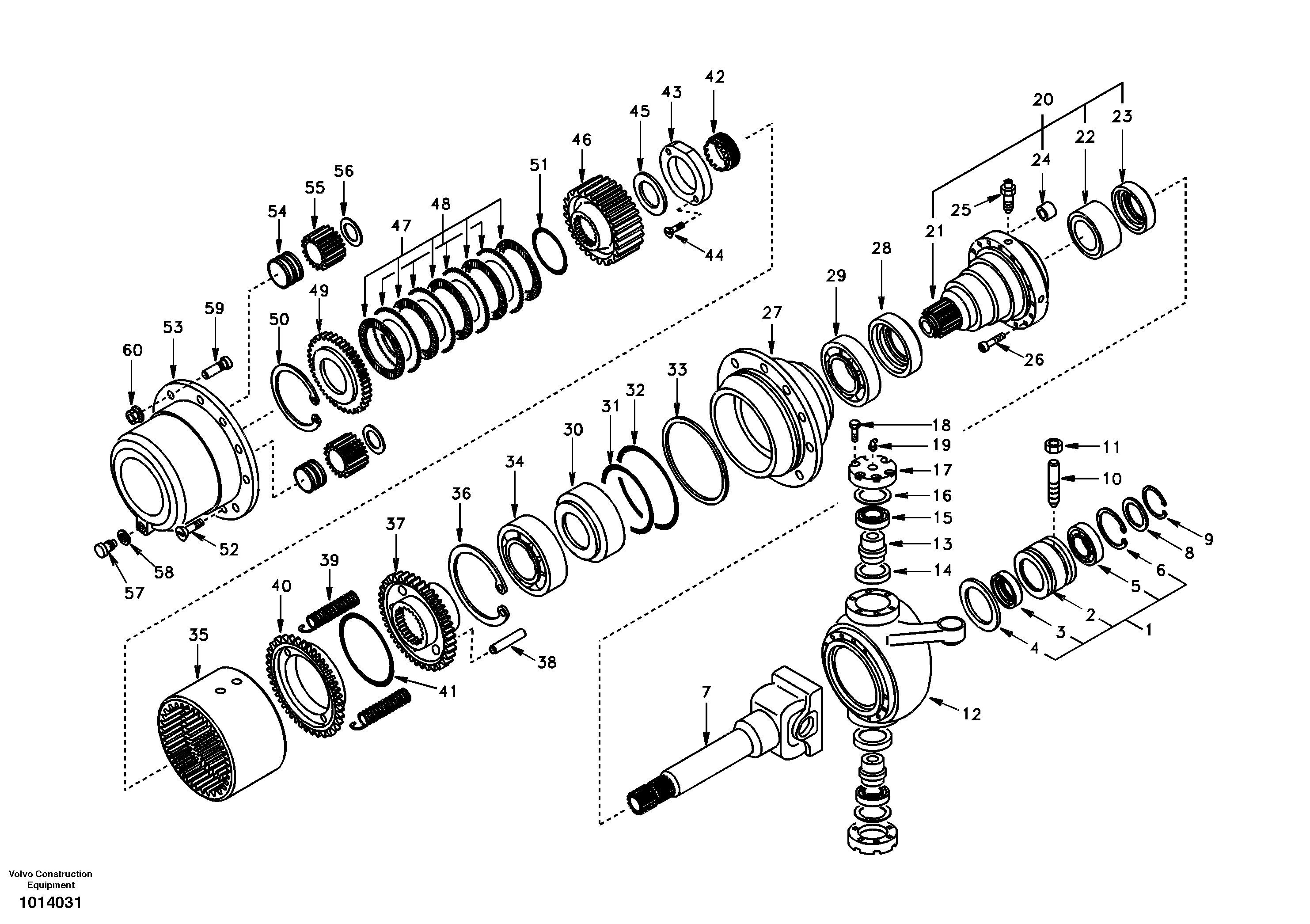 Hub reduction, front axle — volvo parts diagram