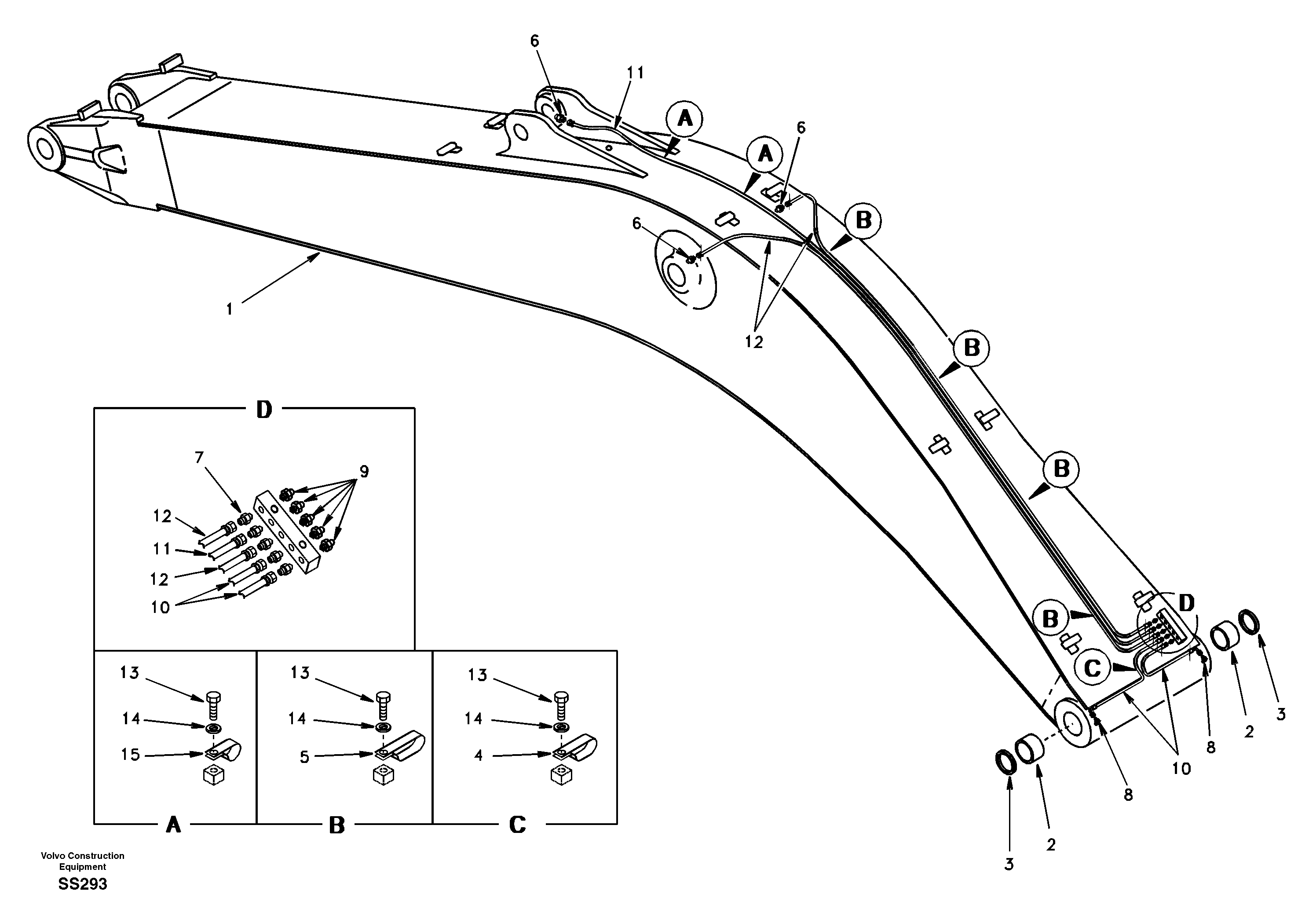 Boom and grease piping, mono — volvo parts diagram