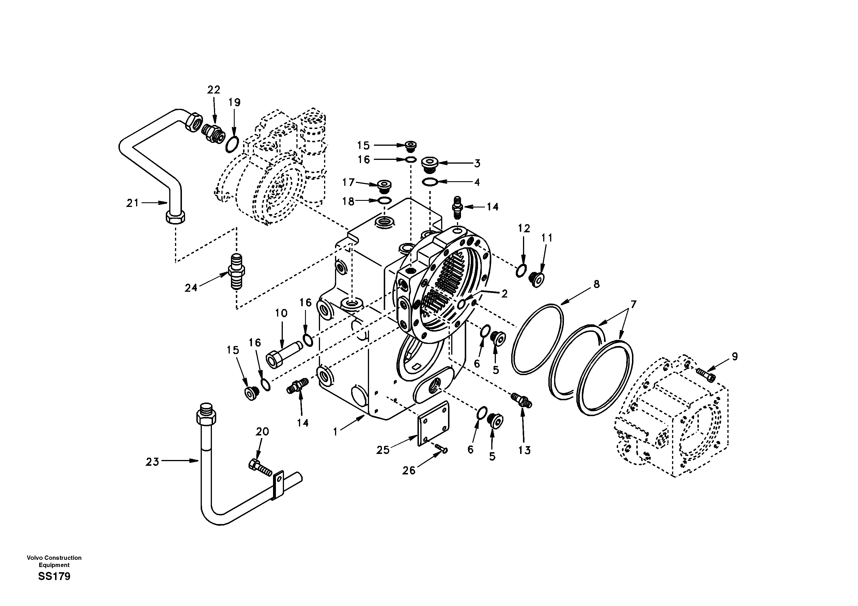 Gear box housing with fitting parts — volvo parts diagram