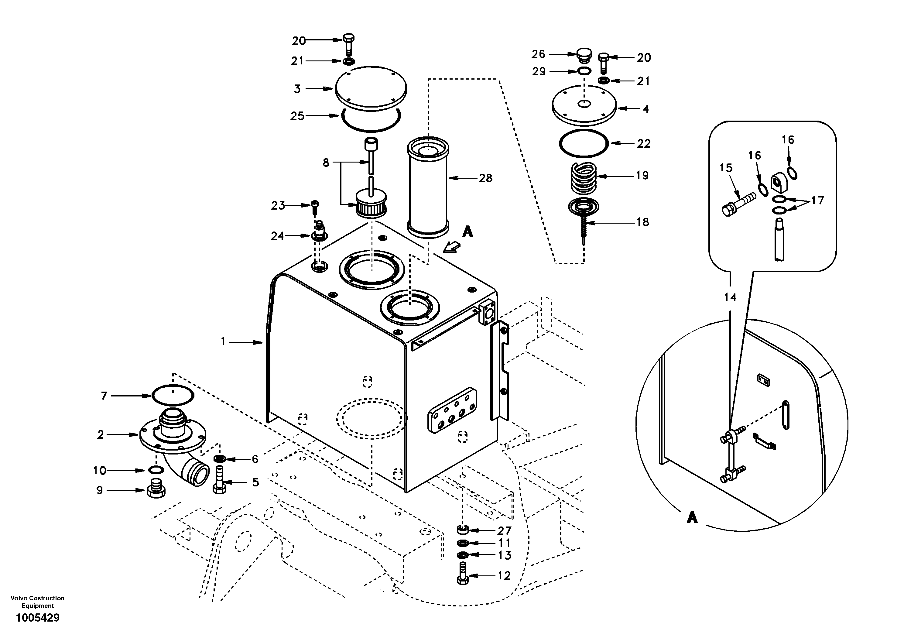 Hydraulic oil tank — volvo parts diagram