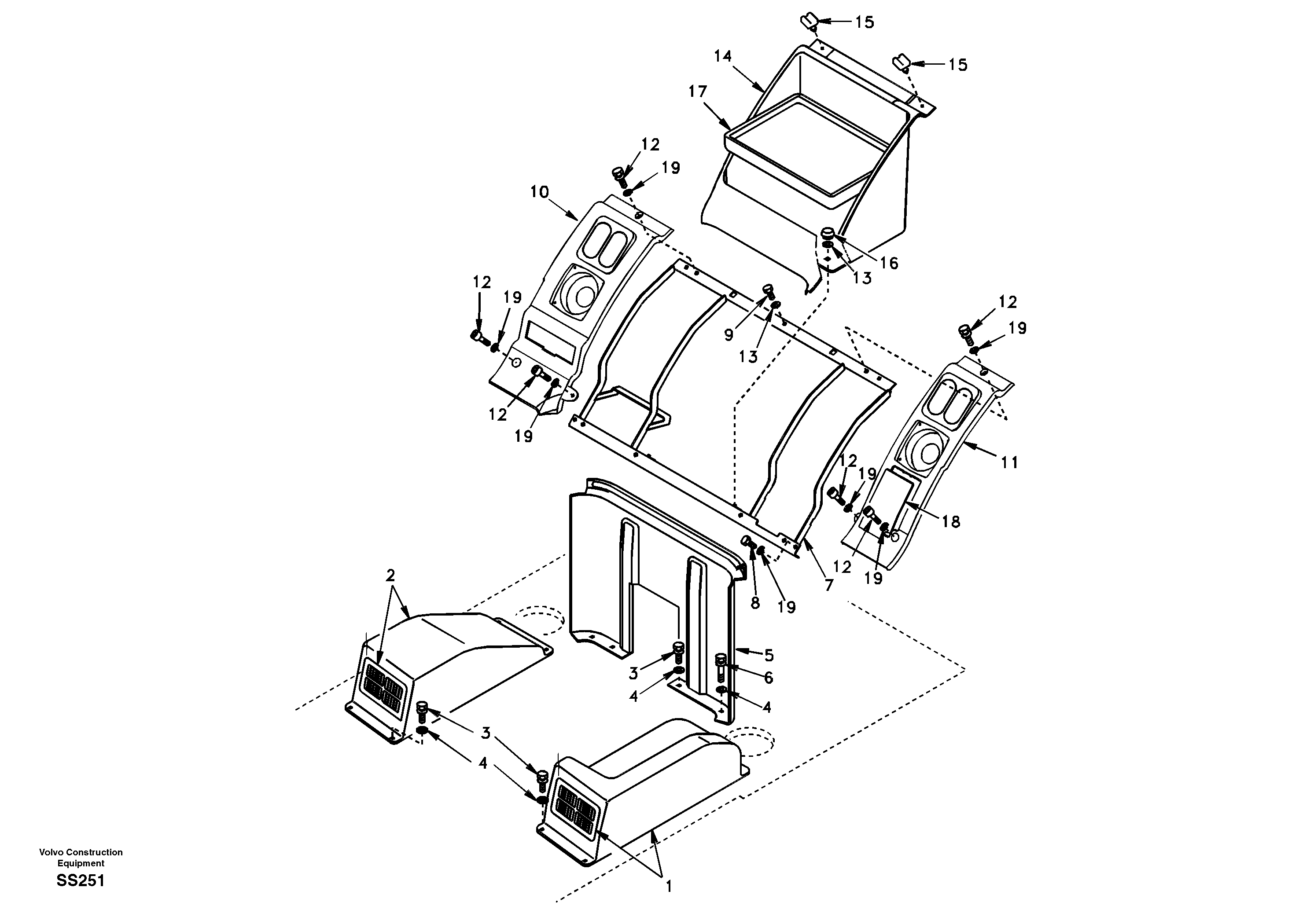 Instrument panel, radio panel — volvo parts diagram