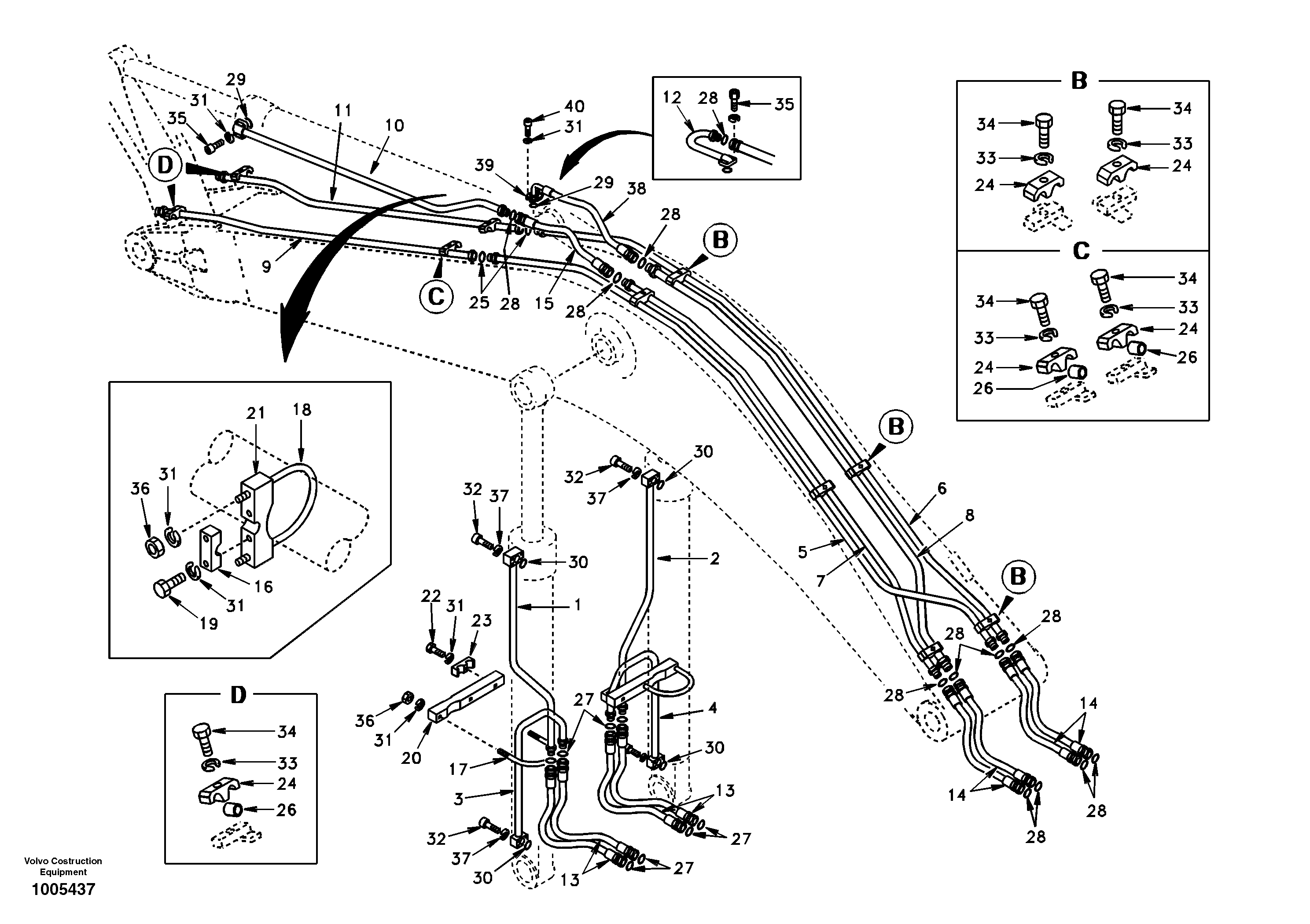 Working hydraulic, boom — volvo parts diagram
