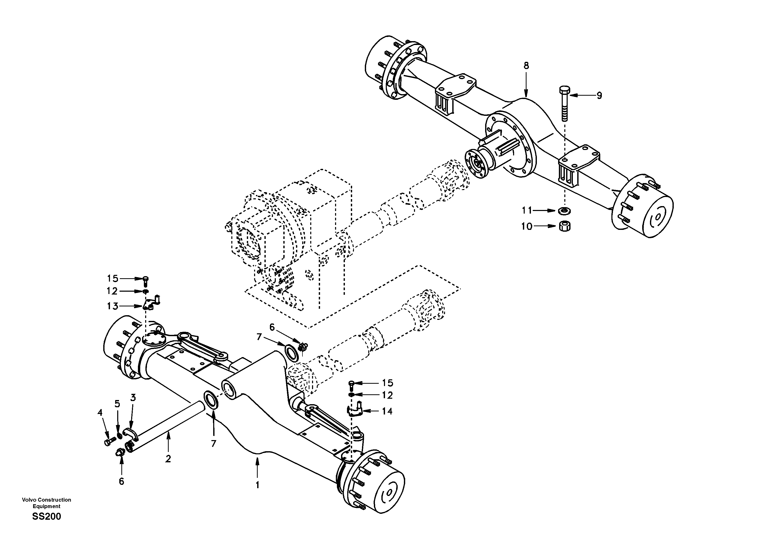 Front and rear axle mounting — volvo parts diagram