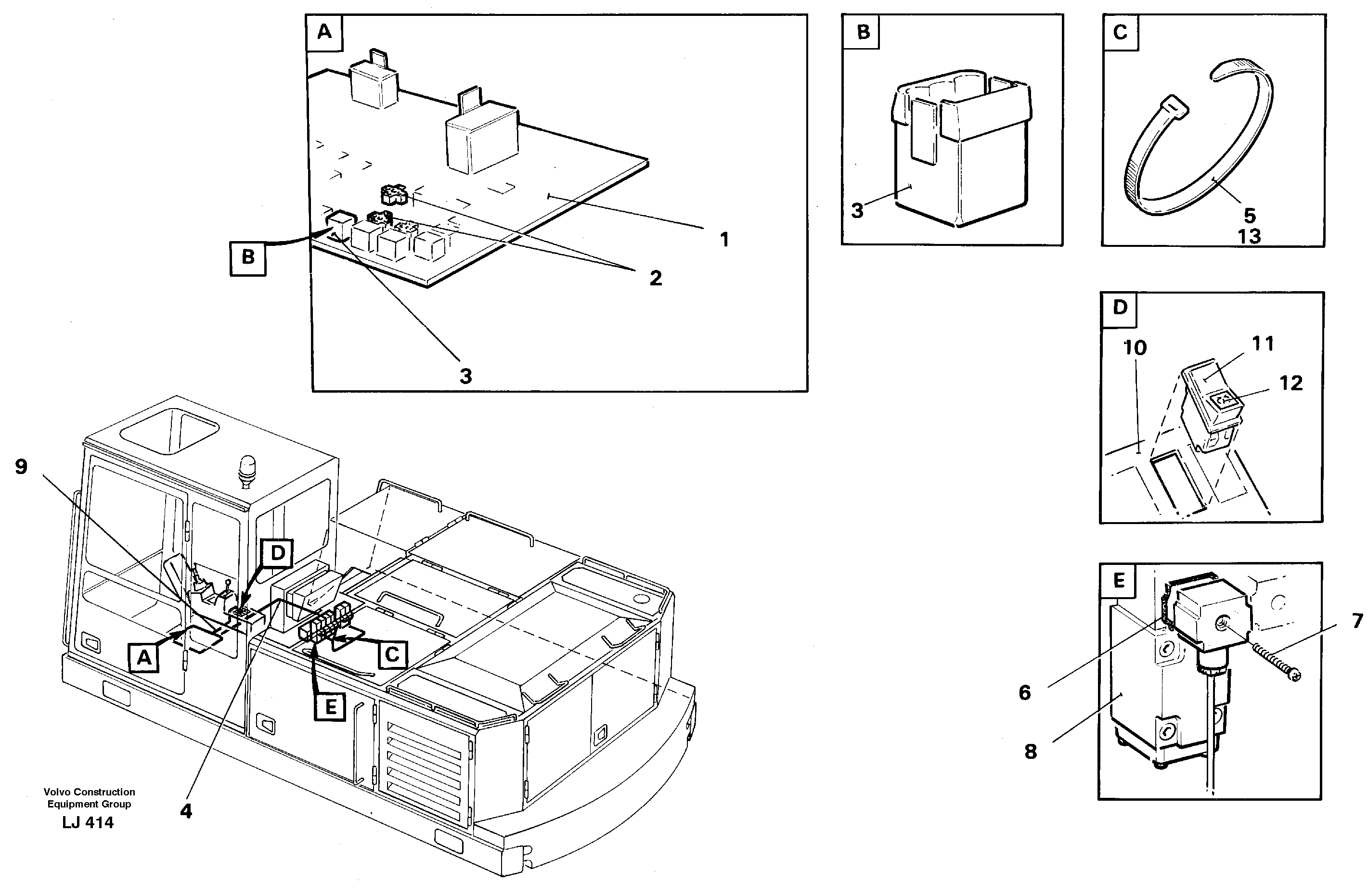 Electric installation forslope bucket/grab equipm.in base machine — volvo parts diagram