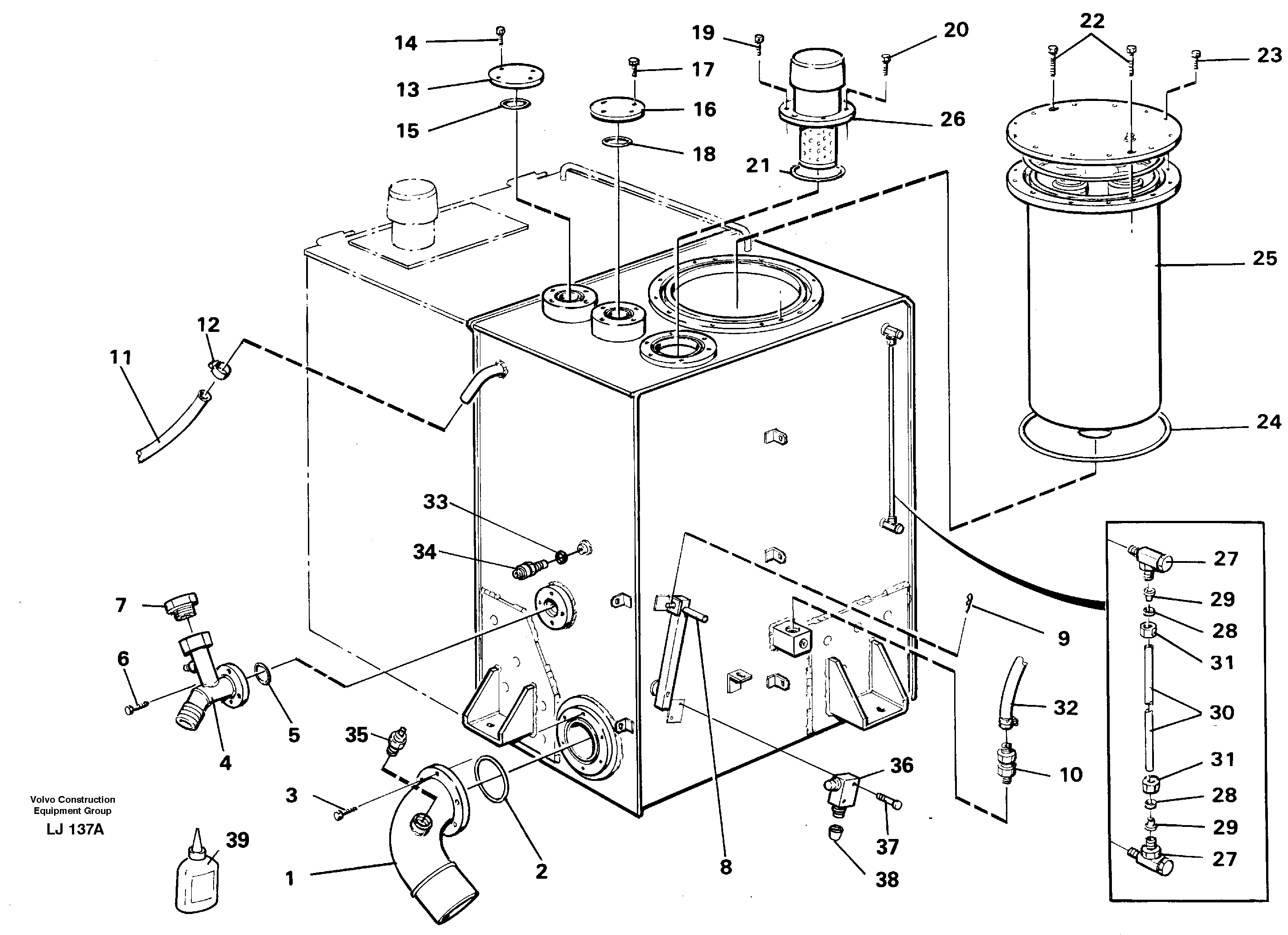 Hydraulic oil tank — volvo parts diagram